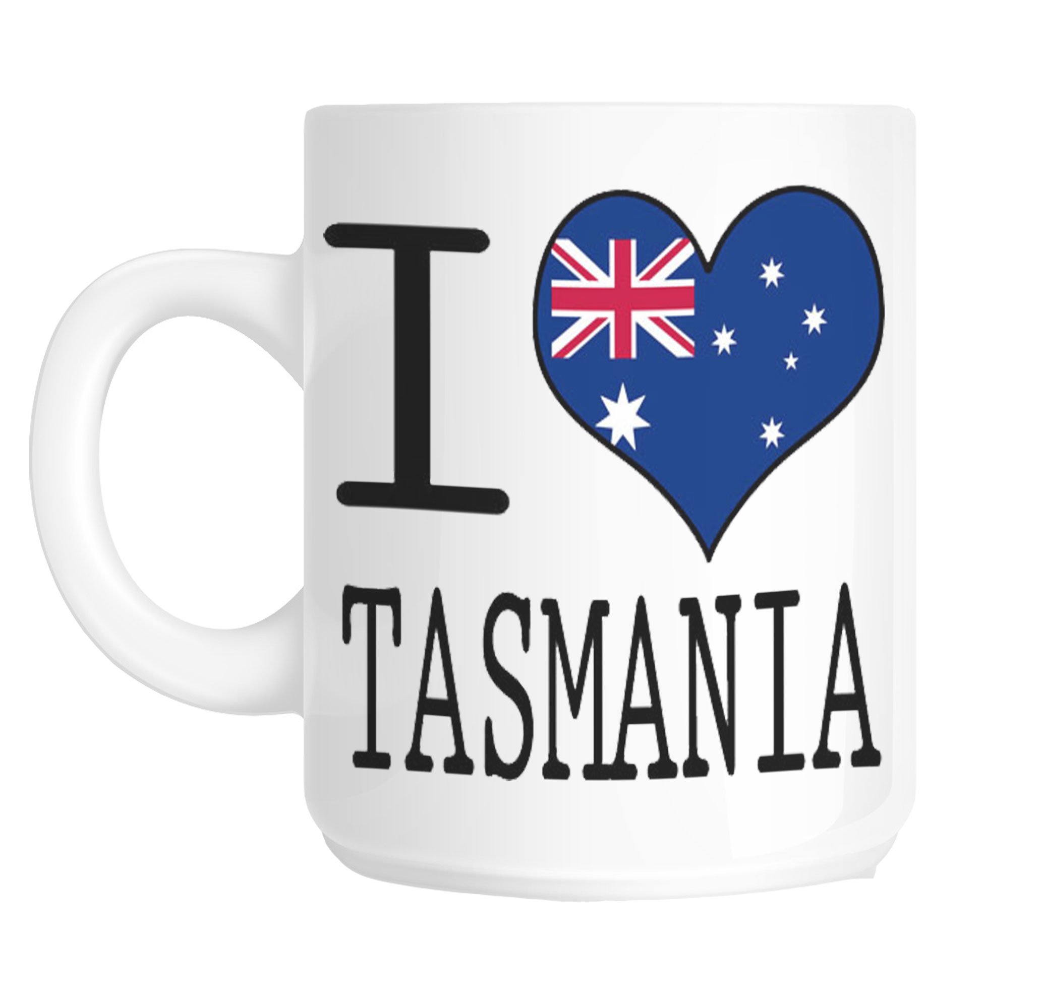 Shaniztoons White I Love Heart Tasmania Australia Flag Design Gift Mug