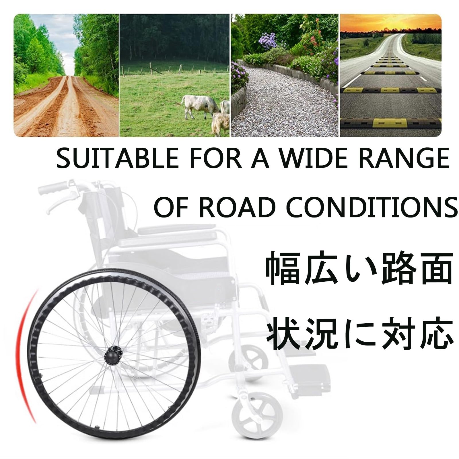 HJXGQJM Ruedas para Sillas De Ruedas Rueda Trasera De La Silla De Ruedas, Prueba De Pinchazos Macizos Ruedas para Sillas De Ruedas, para Sillas De Ruedas(24Inch/60cm(1Count))