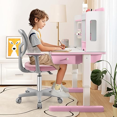 Miniatura 2 de Giantex Silla ergonómica de oficina en casa, silla de escritorio de malla con respaldo bajo, silla giratoria de computadora con soporte lumbar en