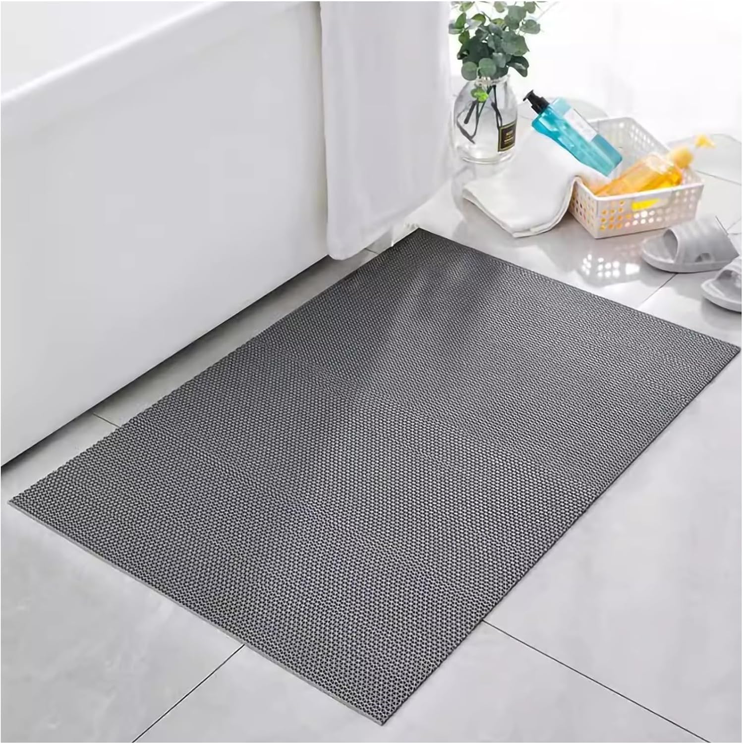 ゴム製ドアマット - 業務用厚手高耐久ゴムマット、S字型中空滑り止め排水フロアマット、工業用キッチン用(Grey,90x300cm/