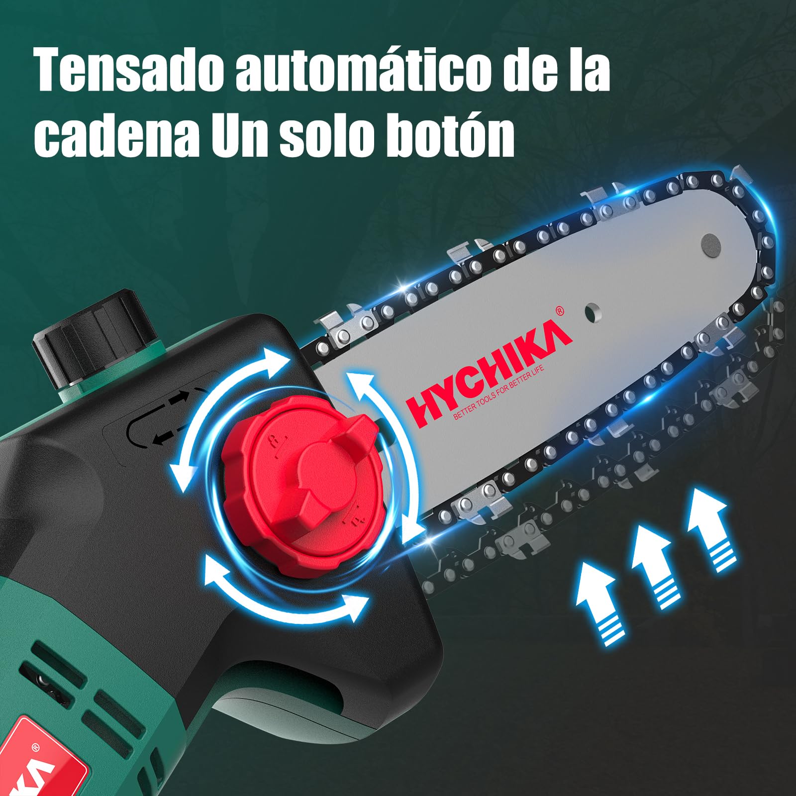Hychika Sierra eléctrica de alta podadora, motor de 750 W, barra telescópica de 225 – 300 cm, cabezal de motosierra multieje para cortar sin esfuerzo