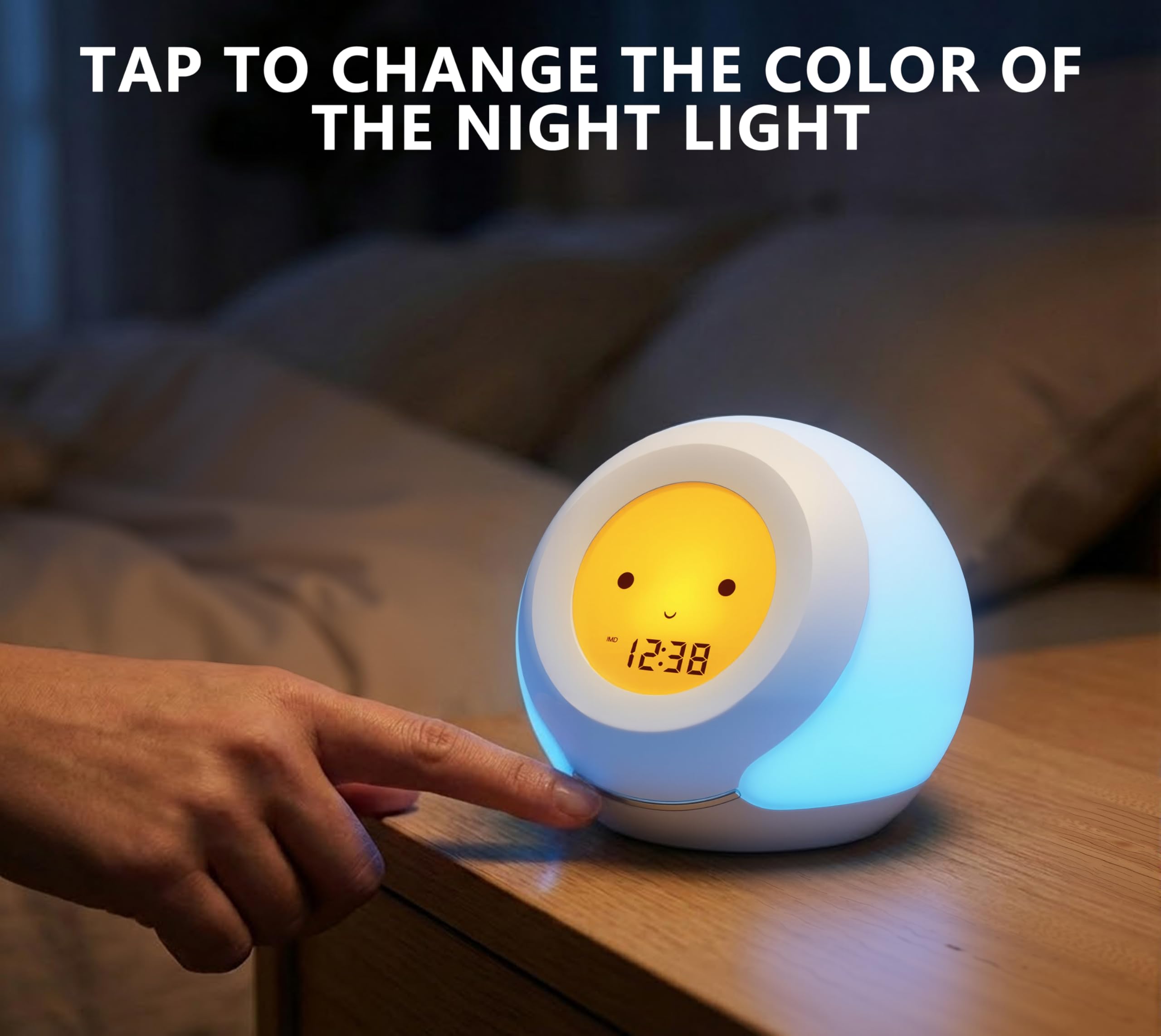 iTOMA Thermomètre pour Chambre d'enfant, Hygromètre et Expressions Faciales Mignonnes, Sélection de Lumières Colorées, Gradateur à 4 Niveaux, Moniteur de Température Intérieure, écran LCD 915