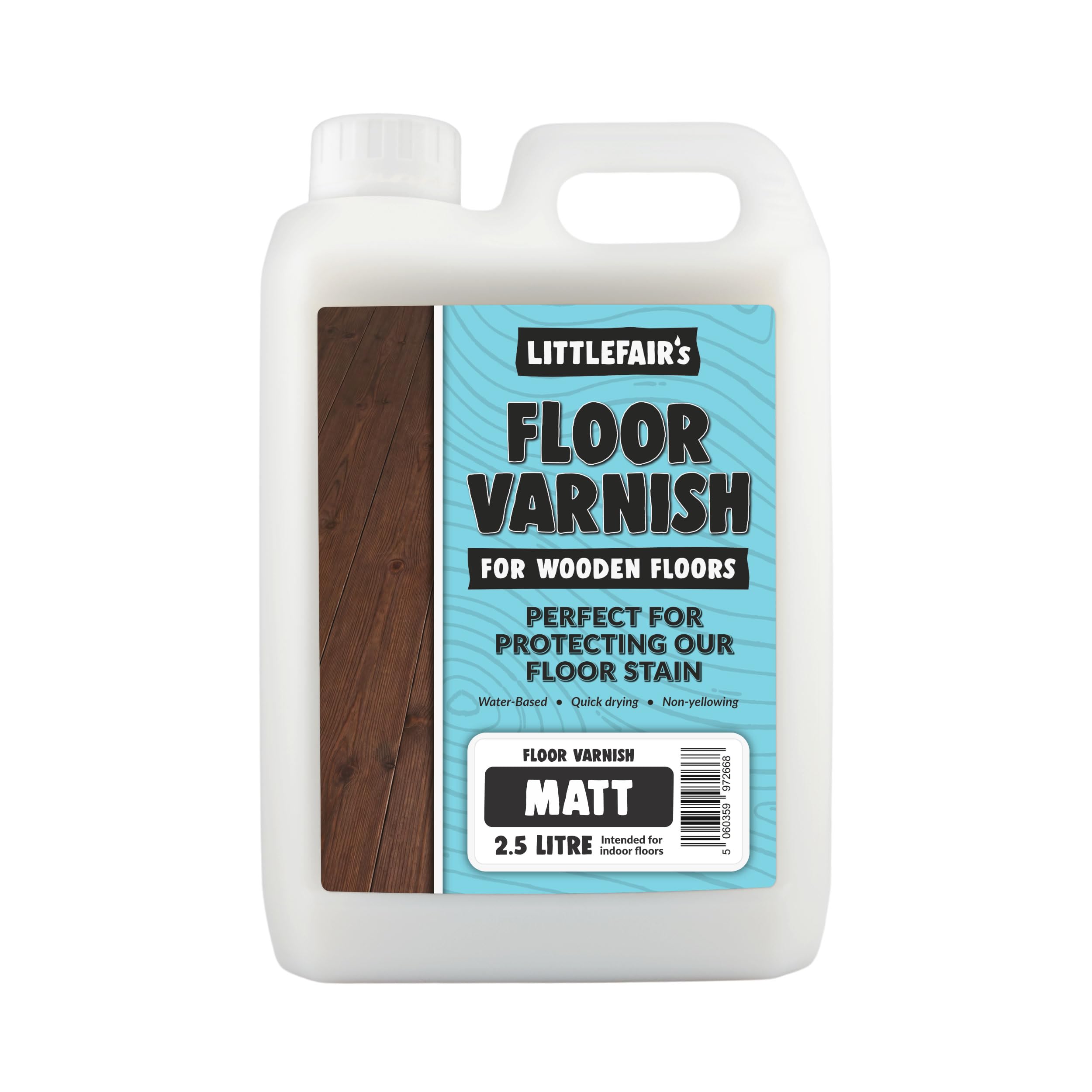 Littlefair's Matt Littlefair’s Floor Varnish For Wooden Floors 2.5Ltr - Quick Dry, Low Odour & Easy Clean - Tough & Hardwearing Formula - Premium Non-Yellowing Clear Polyurethane Varnish - Versatile Wood Floor Varnish