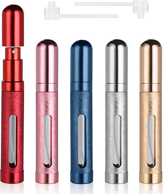 ACWOO Butelki z rozpylaczem perfum, 5 szt., 12 ml, do wielokrotnego napełniania, puste butelki z rozpylaczem, podróżna butelka na drobne zapachy z okienkiem, przenośna torebka, kieszonkowa torebka, butelka perfum dla i kobiet