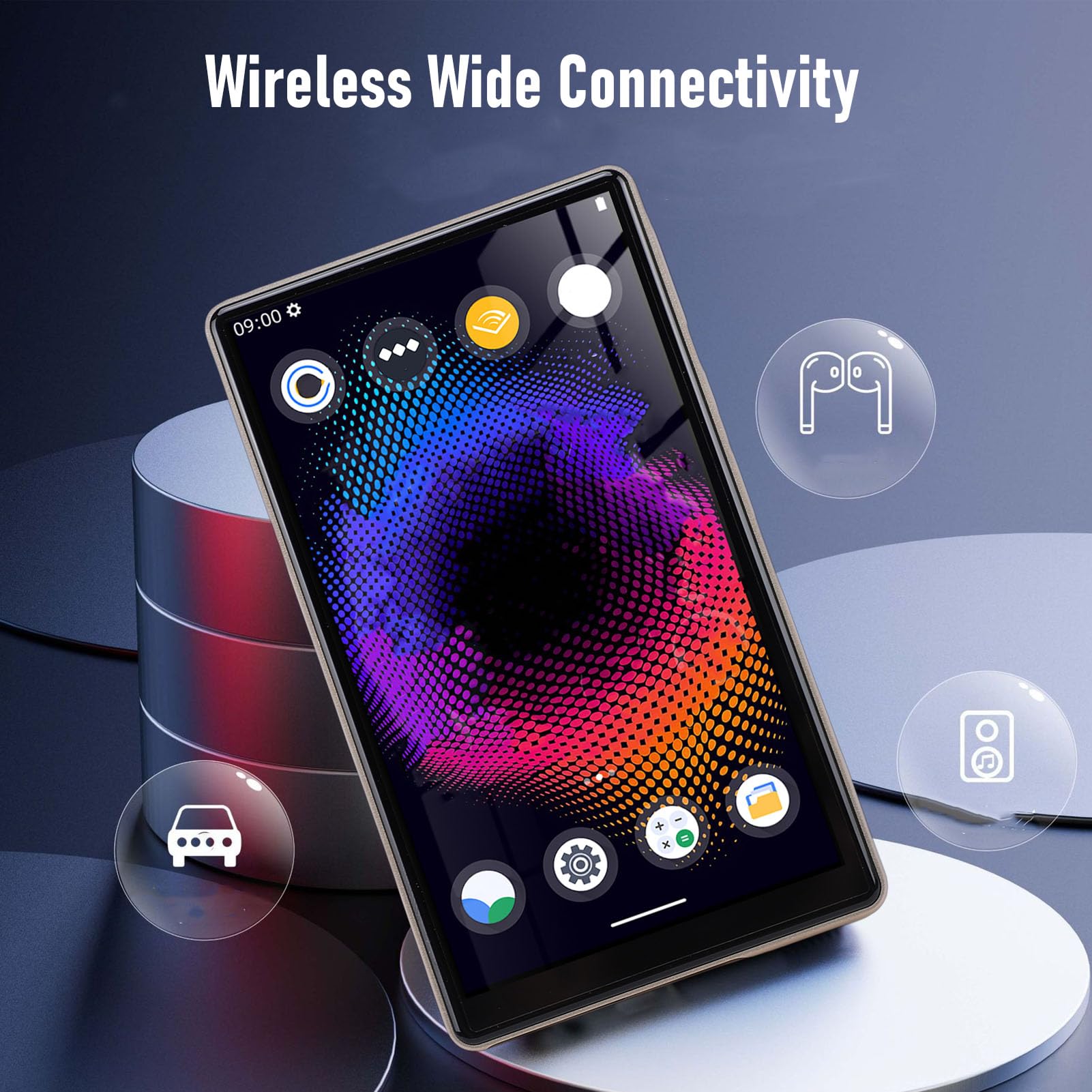 Pissente Reproductor MP4 HiFi con Reproducción en Línea y WiFi de Doble Banda para Niños, Soporte para y Audible, Reproductor MP3 de 192 GB con Altavoz Bluetooth 5.0 (Gold)