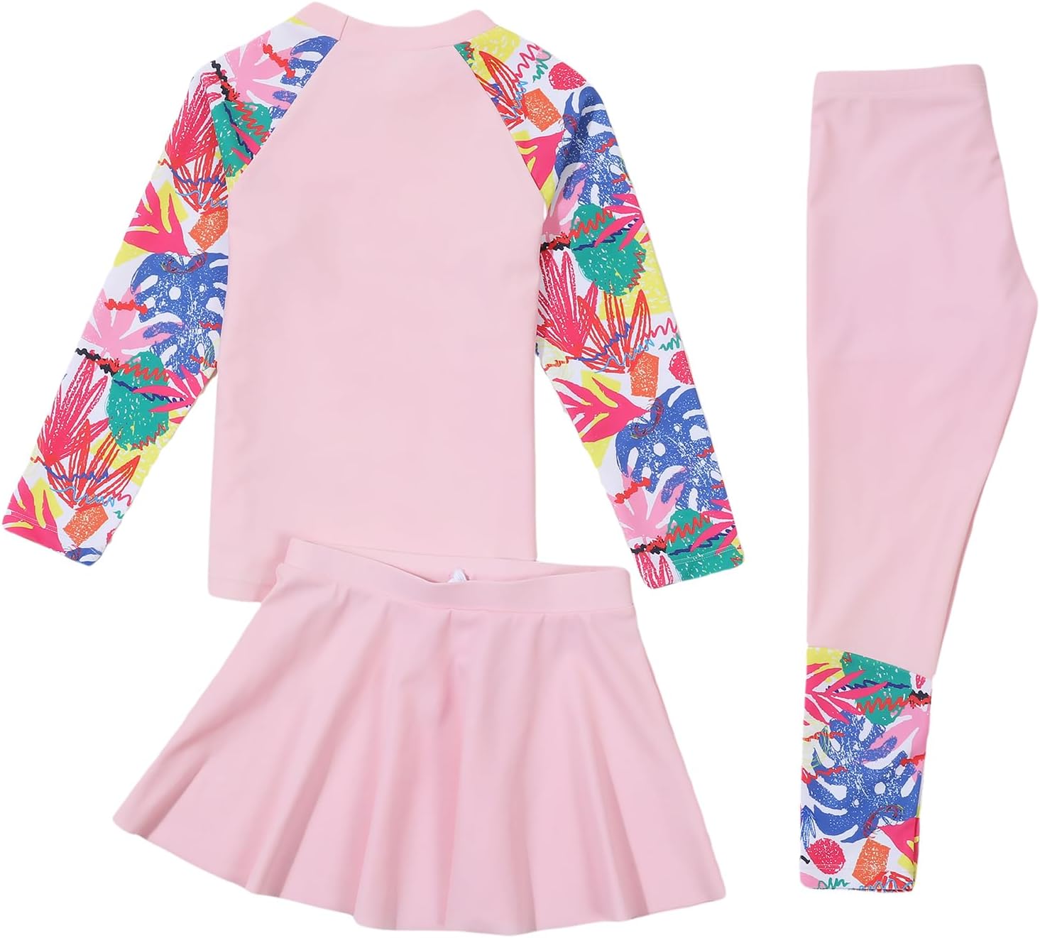 Happy Cherry Girls 3 Piece Rash Guard Set Swimsuit Long Sleeve Swim Shirts Pants Shorts Swimwear Summer Bathing Suit
