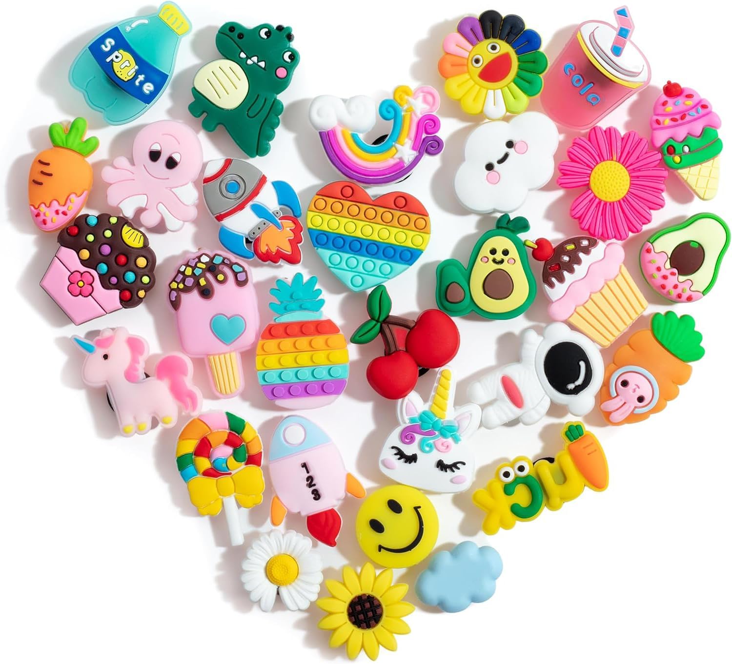 ️ 30Pcs Clog Slippers Shoe Charms Cute Cartoon Casual Clog Slipper Charms For Girls Aesthetic Shoe Decoration Charms Rubber Charms For Clogs Bracelet Wristband Decoration Charms