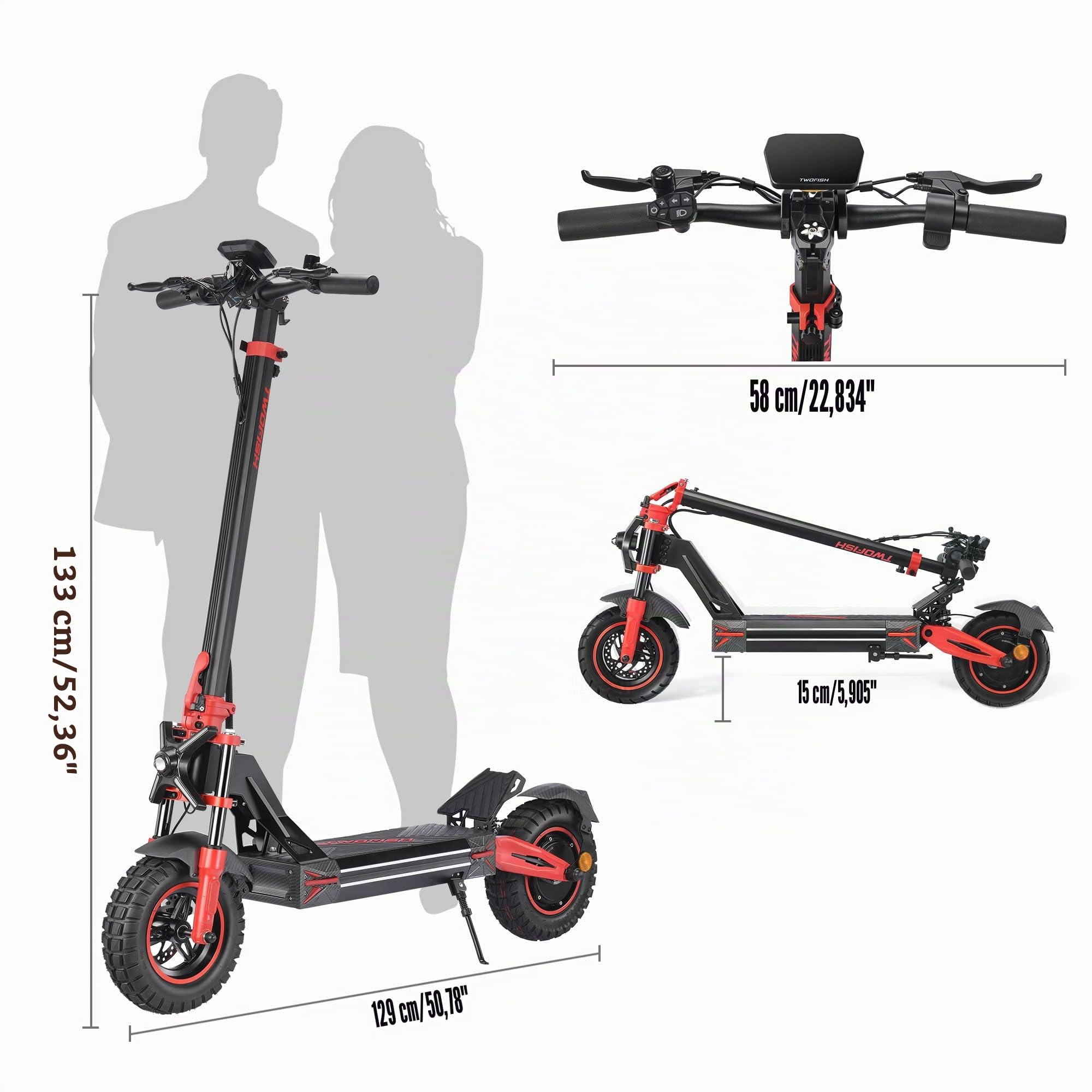 V4MAX Monopattino Elettrico per Adulti, 52V 23Ah, 45-55Km di Autonomia | Limite Di Velocità Sbloccabile,Display HD,Pneumatici 10",Sblocco NFC,Doppia Sospensione&Freno a Disco,Supporto per Telefono
