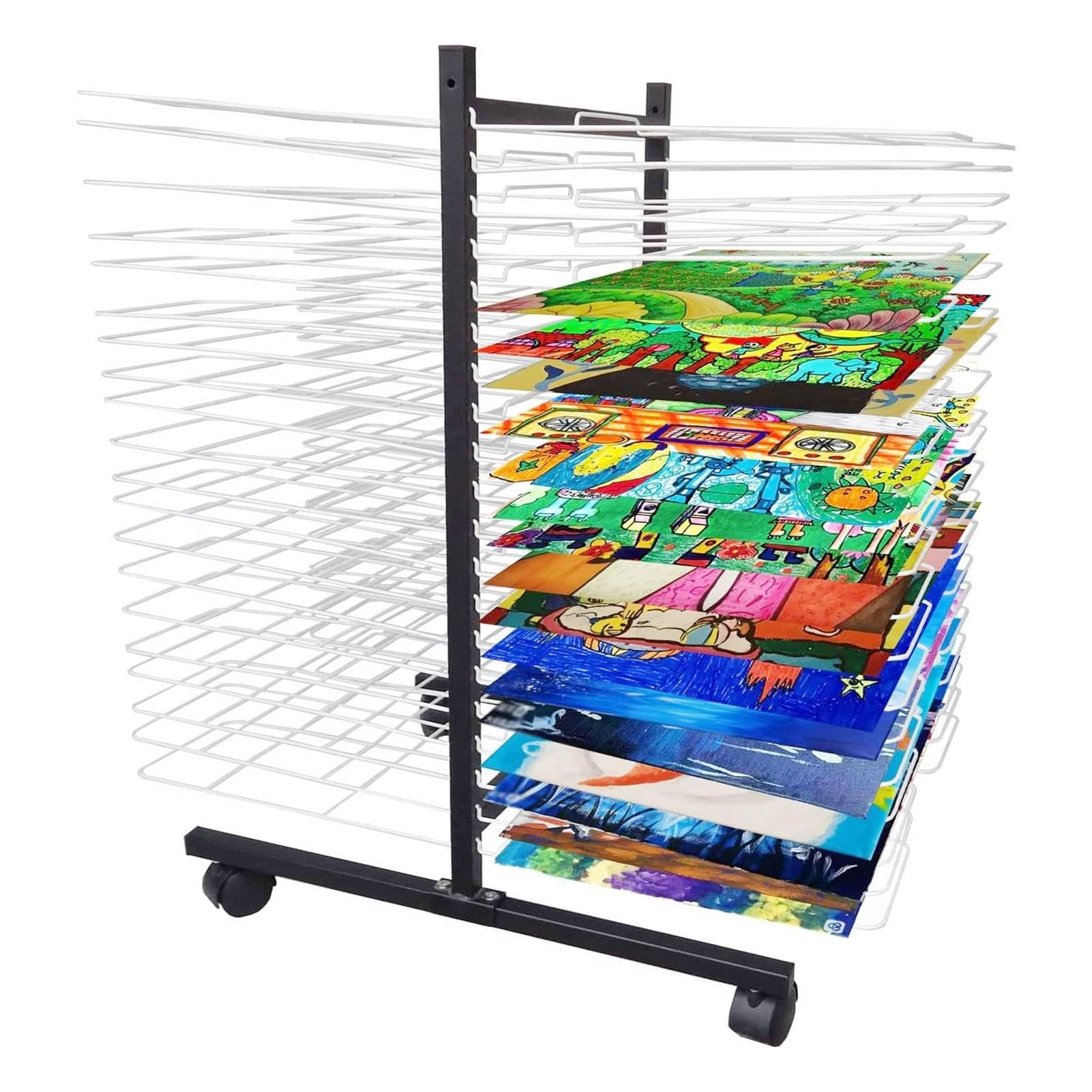 Aioneer Art Drying Rack - Sided Wire Drying Shelf, Back To Back Double Sided 40 Removable Shelves, Efficient And Organized Drying Rack Art For Students' Masterpieces, Sturdy Paint Drying