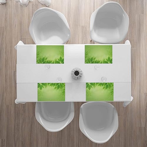 Miniatura 6 de Rectangular Placemats Set of 4, Heat Resistant Green Leaves Background Printed Kitchen Dining Table Mats