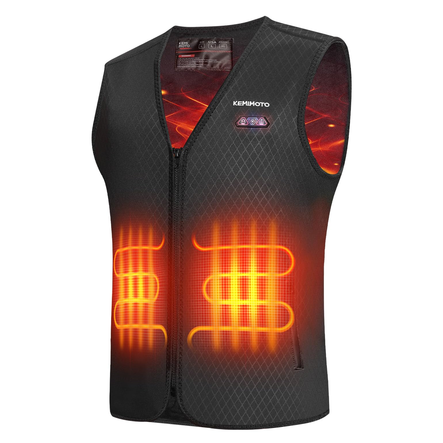 KEMIMOTO Gilet Riscaldato Uomo, Elettrico Gilet Riscaldato con USB, Giubbotti Riscaldati con 3 Temperature per all’aperto Lavoro Sci Escursionismo Caccia Moto