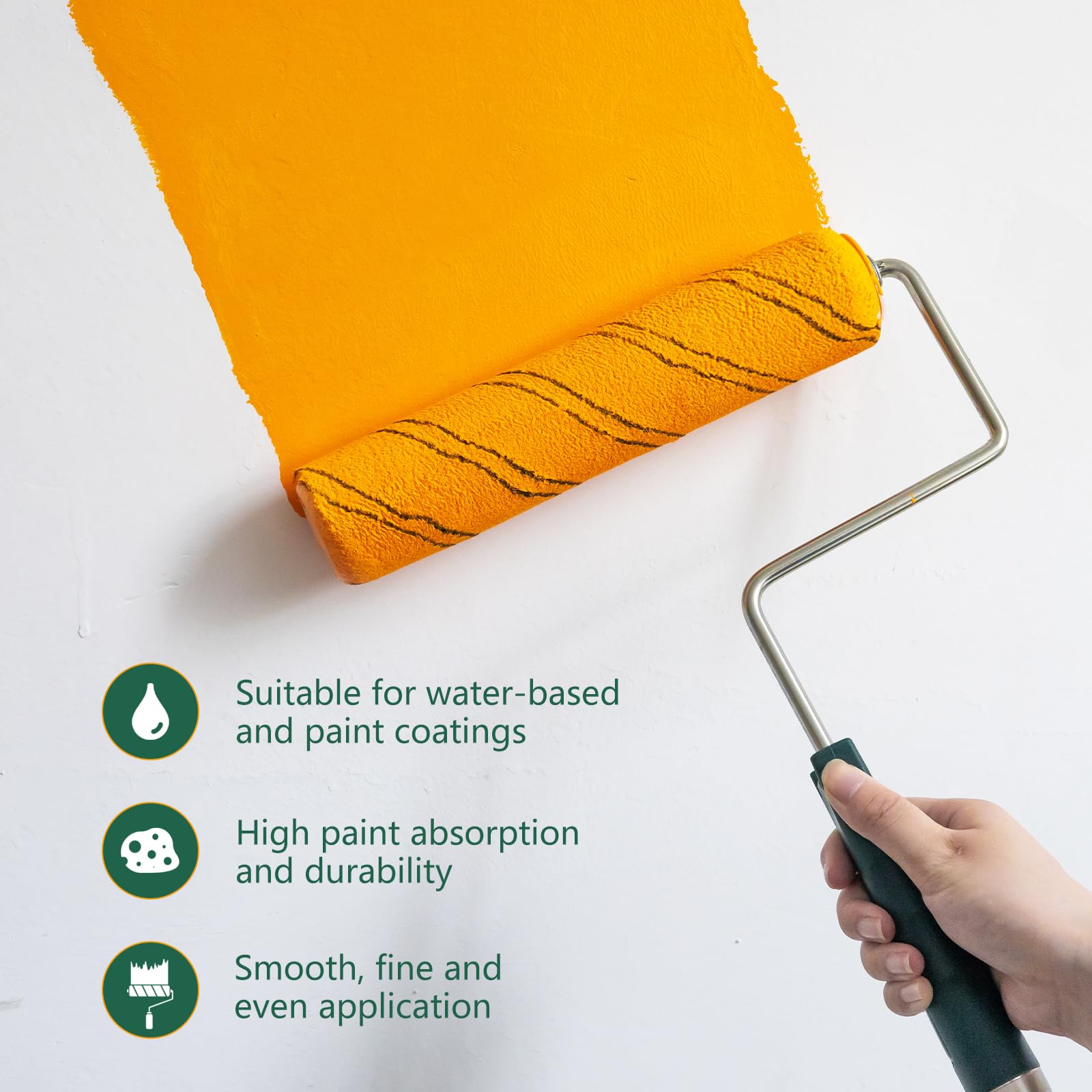 Rodillo de pintura, cubiertas de rodillo de pintura de microfibra de 9 pulgadas (siesta de 3/8 pulgadas), paquete de 20, rodillos de pintura grandes para pintar paredes, cubiertas para