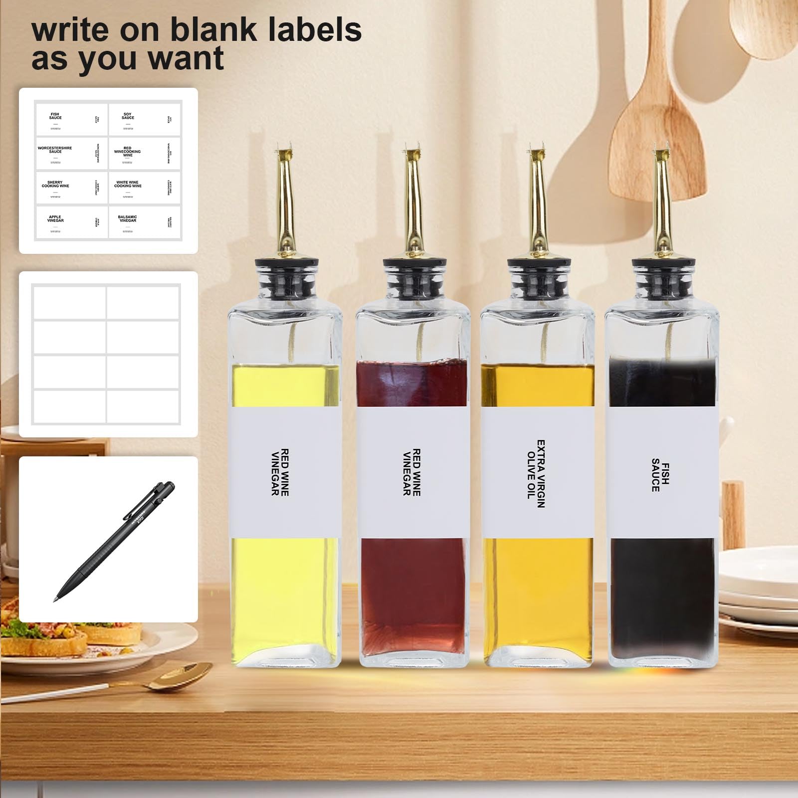 sunal Olijfoliedispenser met dienblad, 500 ml oliefles voor keuken, set