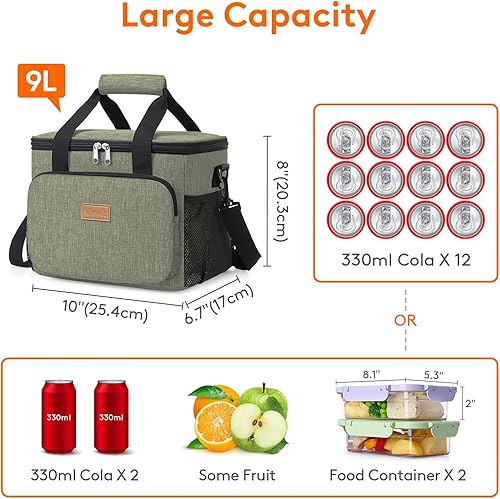 Miniatura 165 de Lifewit Bolsa de Almuerzo Mediana Aislada Caja de Almuerzo Hielera Suave Bolsa Refrigerante para Adultos Hombres Mujeres, Gris 12 Latas (9L)