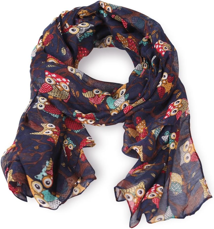 Women's Ladies Owl Print Fashion Scarf Wraps Shawl Soft Scarves Multi Color by DiaryLook