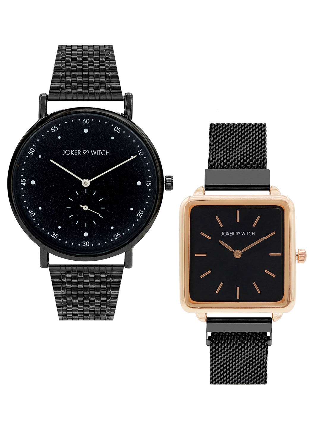 Joker & Witch Stainless Steel Jake & Amy Couple Analogue Watches, Black Dial, Black Band (B08T6HQ2RK) Amazon Price History, Amazon Price Tracker
