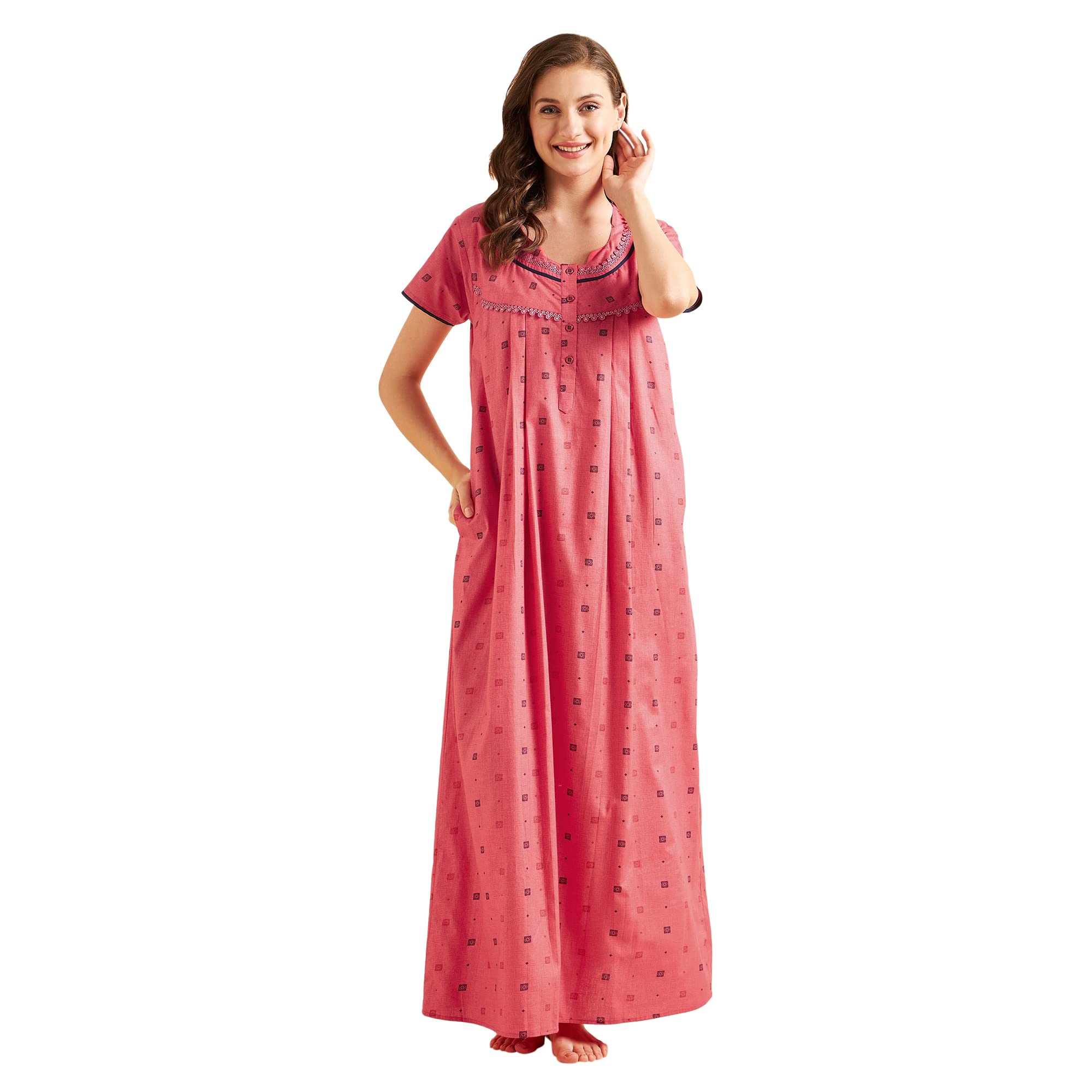 OCW-2682 Tomato Cotton Maxi Casual Regular Night Dress