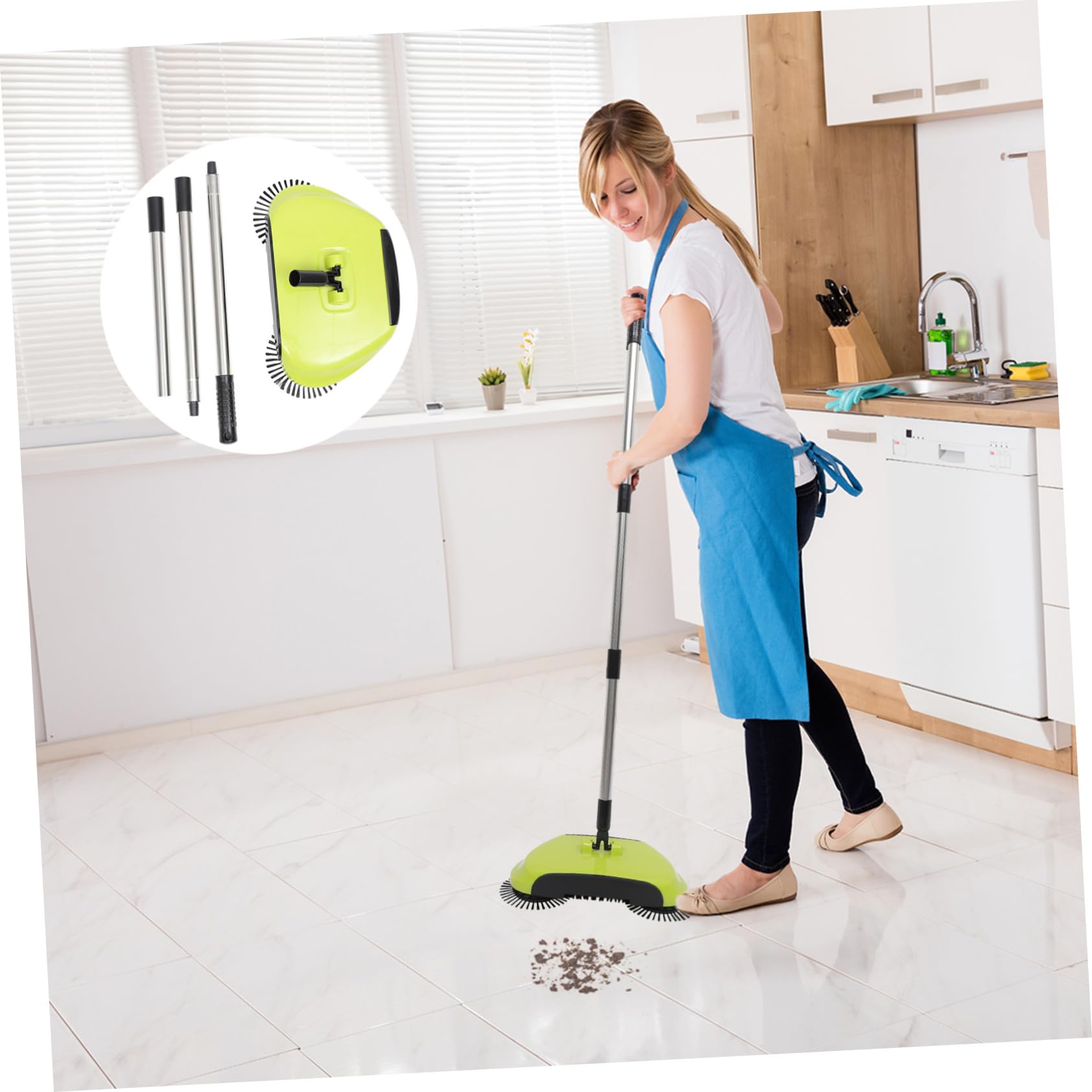 Handbesen und Kehrschaufel 3-in-1 aus Abs, Edelstahl und Pet