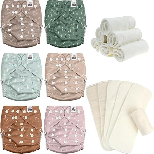 Mama Koala 3.0 Pañales de tela para bebé con 6 inserciones, con 6 inserciones de algodón de cáñamo Bboo de 6 capas