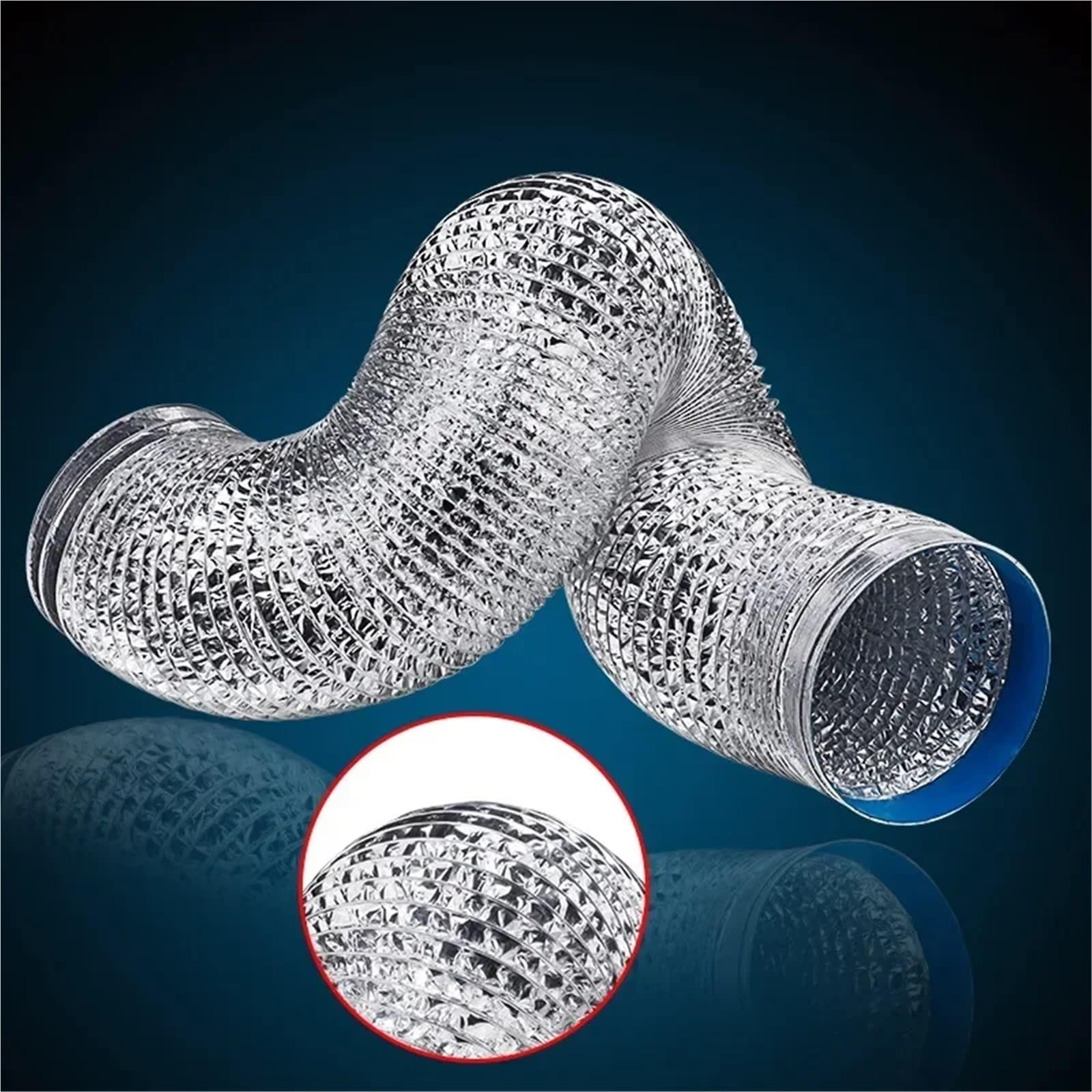 Tubo Cappa Tubo flessibile for asciugatrice, condotto di sfiato, condotto flessibile for ventilazione dell'aria, ventilatore di riscaldamento in alluminio, morsetto flessibile, gomito isolato, condizi
