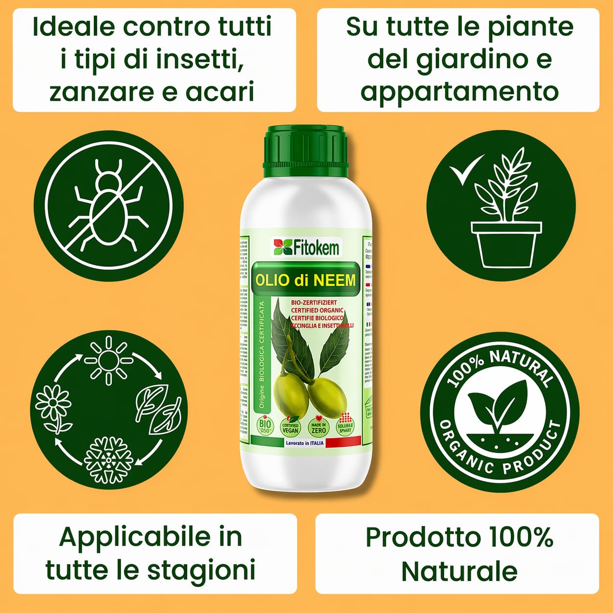 Olio di Neem 1lt + Sapone molle di potassio 1lt + Rame protezione 250ml - SUPER KIT