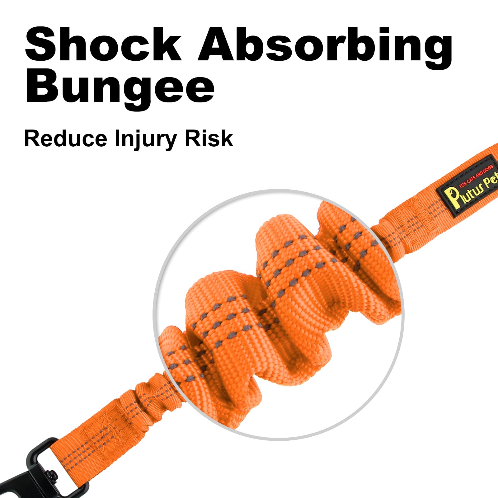 Plutus Pet Dog Seat Belt for Car, Adjustable Dog Car Harness with Carabiner Clip, Reflective Safety Dog Seatbelt Leash with Elastic Bungee, Orange - image 5