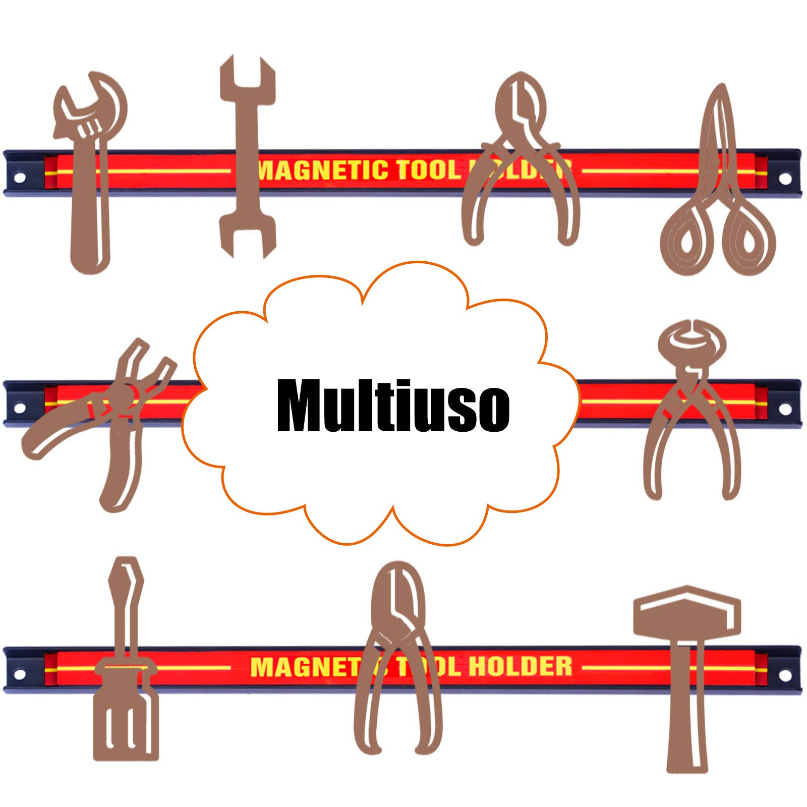 RELAX4LIFE 6 Pezzi Portautensili Magnetico da Parete, Aste Magnetiche per Utensili ed Attrezzi da Muro, Set 6 Pezzi Pannelli a Barra a Magneti per Organizzazione Strumenti ed Attrezzi