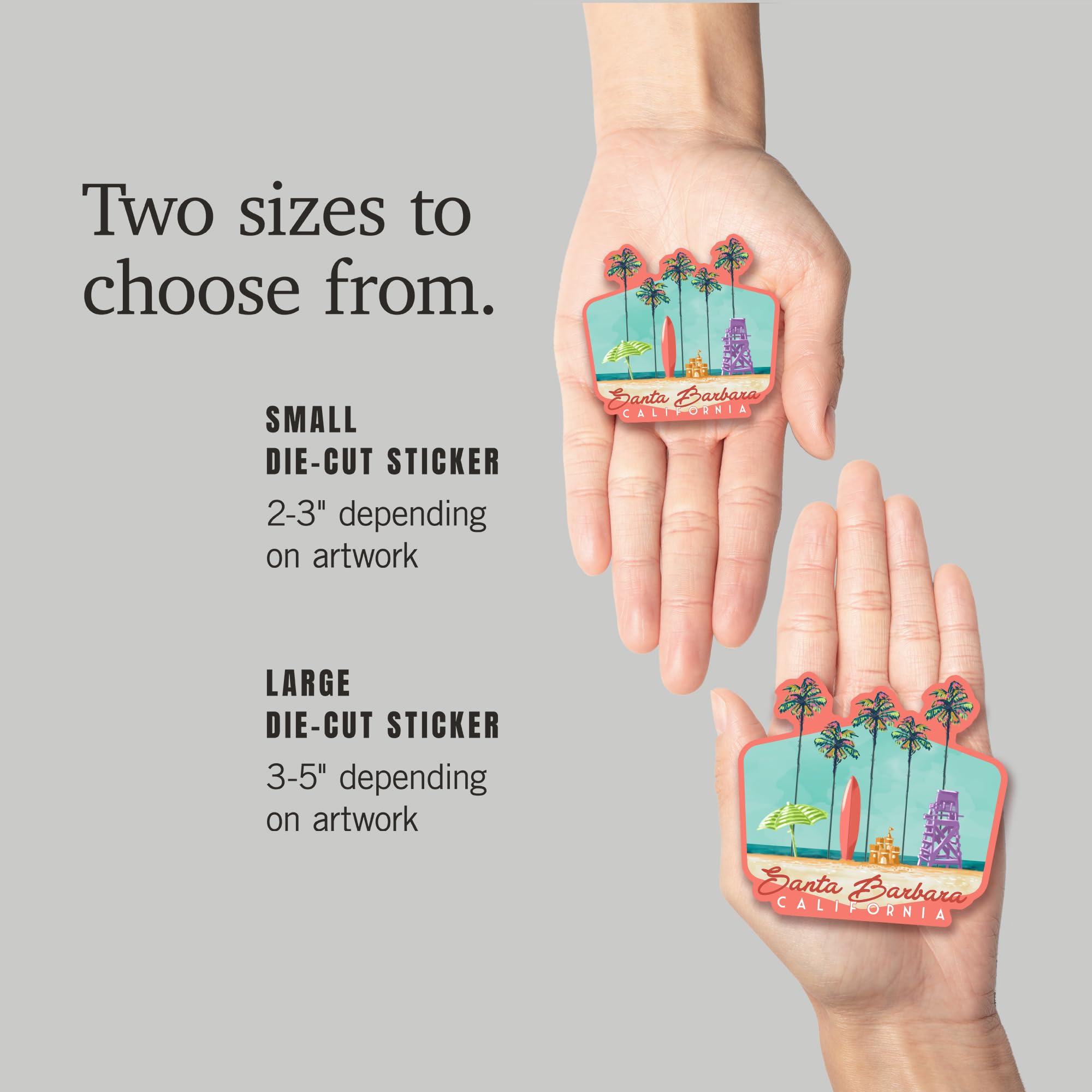 Die Cut Sticker Florida, Tall Palms Beach Scene, Vinyl Sticker