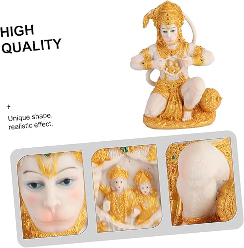 Miniatura 6 de Hanuman Idol Zen Hindu Monkey Estatua Hanuman tablero de instrumentos de coche Decoración de mesa Estatua de mono arrodillado Estatua de resina