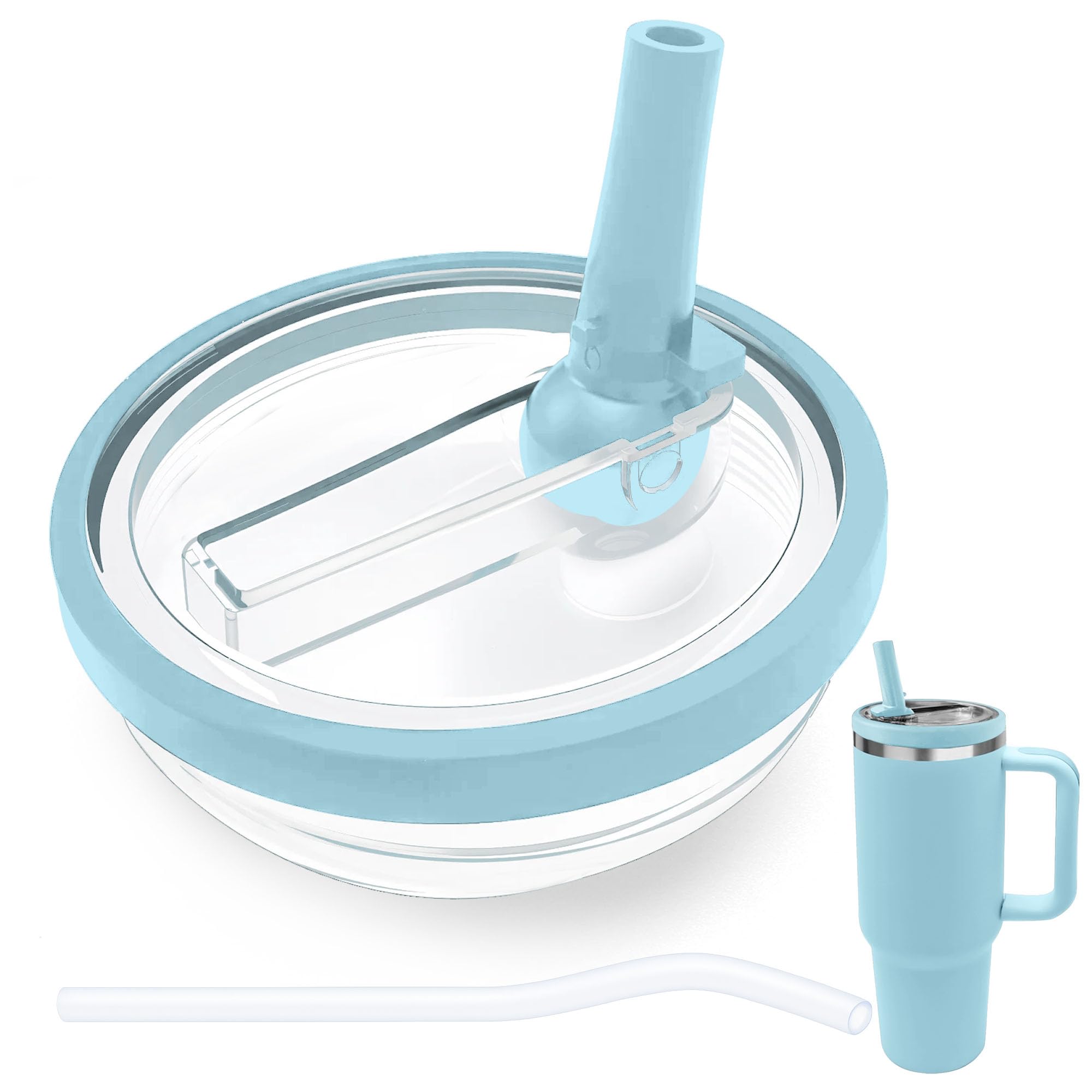 Couvercles De Rechange Stanley Cup Flip Straw Lot De 1 (Bleu) - Avec Paille Pour Gobelet 1000 Ml
