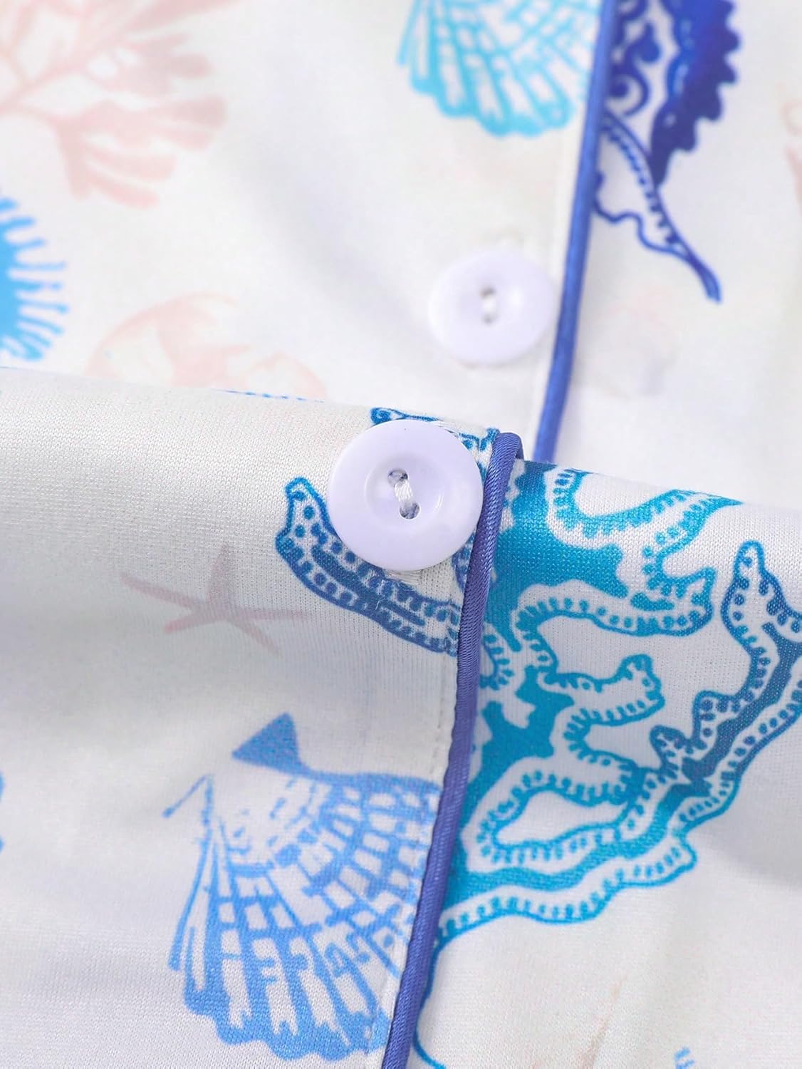 Women's 2 Piece Summer Ocean Print Pajama Sets Starfish Shell Sleepwear Short Sleeve Nightwear Soft Lounge Sets - Image 3