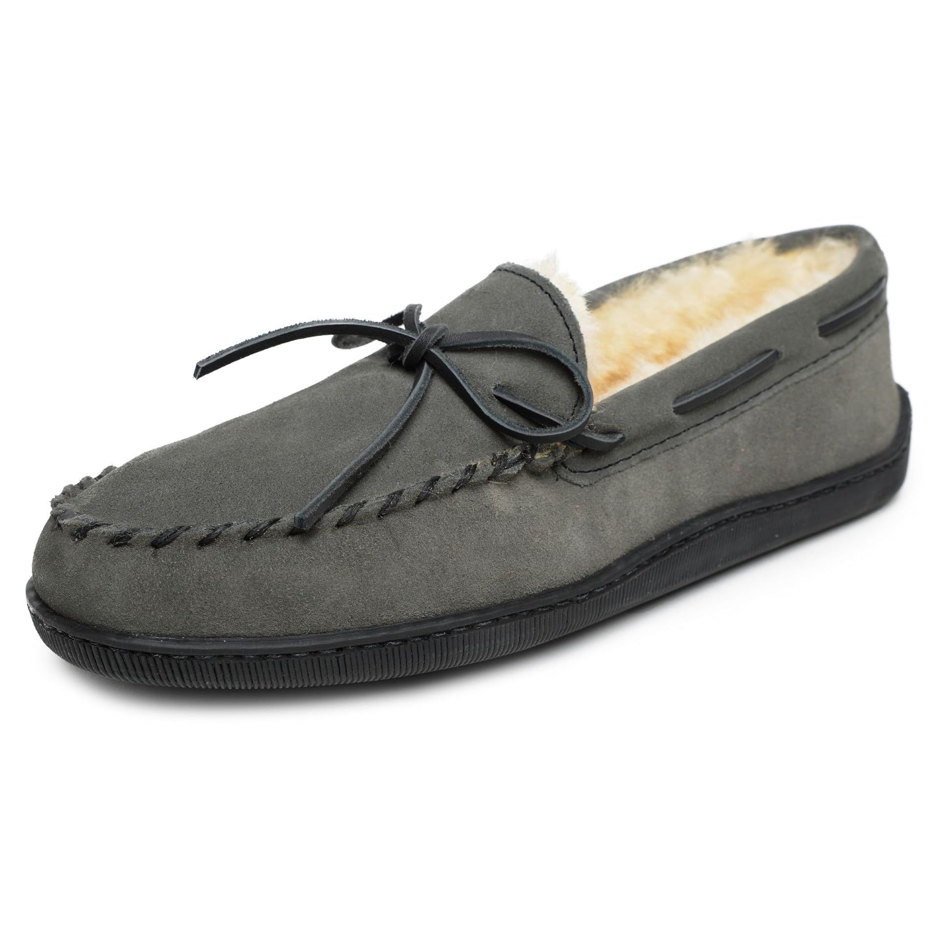 Minnetonka Men's Sheepskin Hardsole Moccasin Slippers
