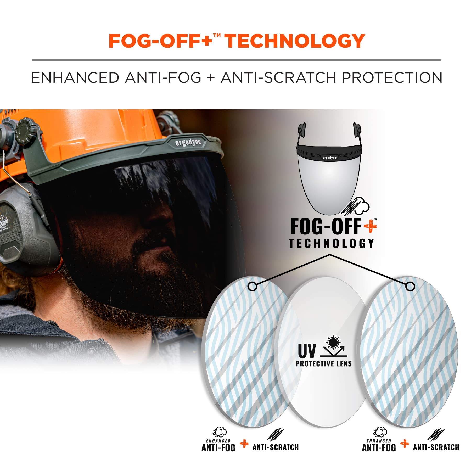 Ergodyne Skullerz 8994 - Accesorio de protección facial para casco de seguridad y adaptador estilo gorra, antivaho