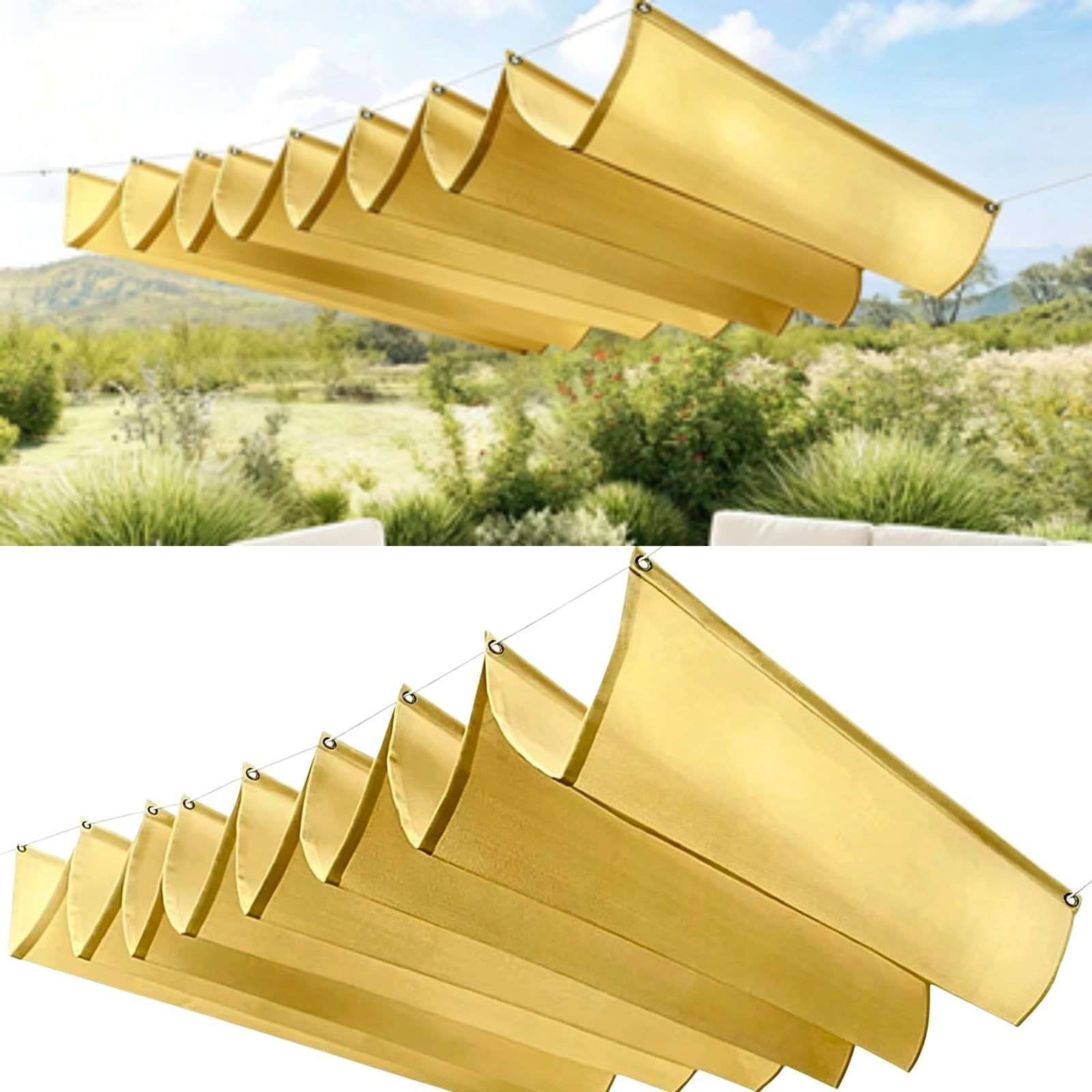 Toile d'ombrage pour pergola étanche et anti-UV 90x400cm jaune sable