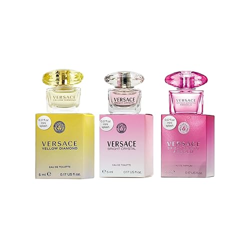 Versace Set de regalo de perfume para mujeres – Mini set de regalo de variedad Colección Trio – Absolu, Bright Crystal, Yellow Diamond | for Women,