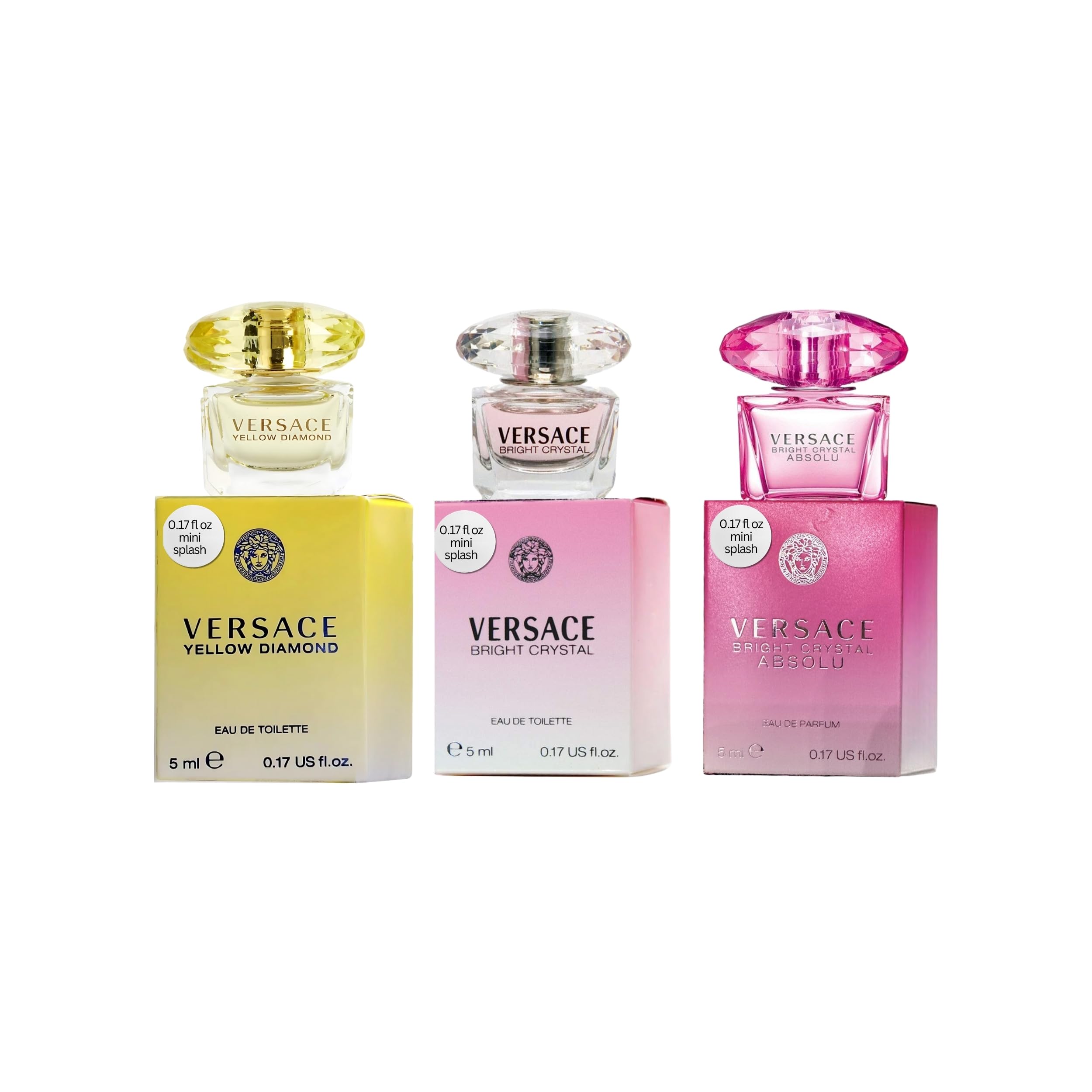 Versace Perfume Gift Set for Women – Mini Variety Gift Set Trio Collection – Absolu, Bright Crystal, Yellow Diamond