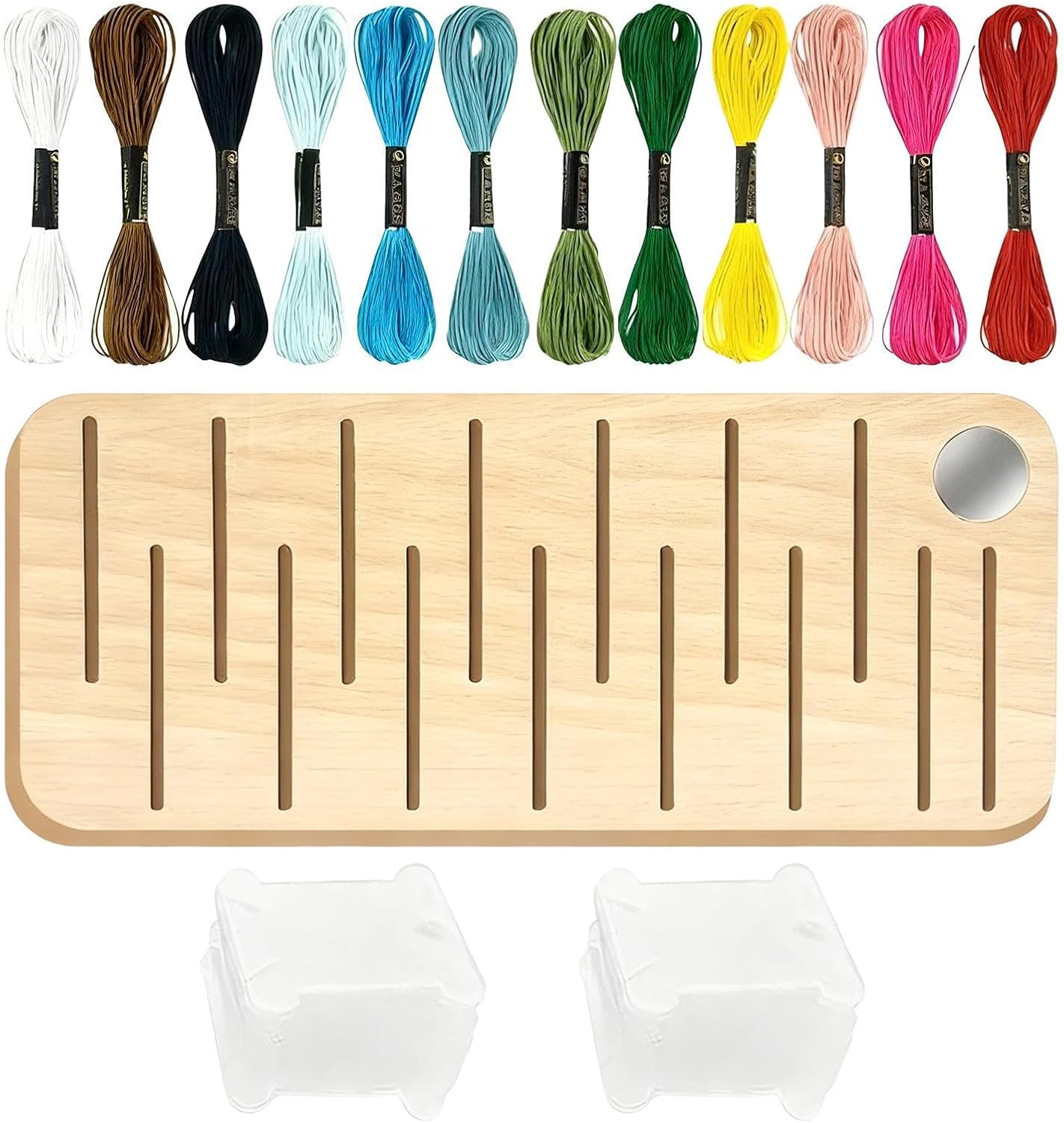 Embroidery Thread Organizer, 15-Slot Wooden Spool Storage, Magnetic Floss Bobbin Holder with Compact Design, Neat Storage for Hobbyists, Quilters, Artists, Home Craft Room, Workshop, Studio Organizati