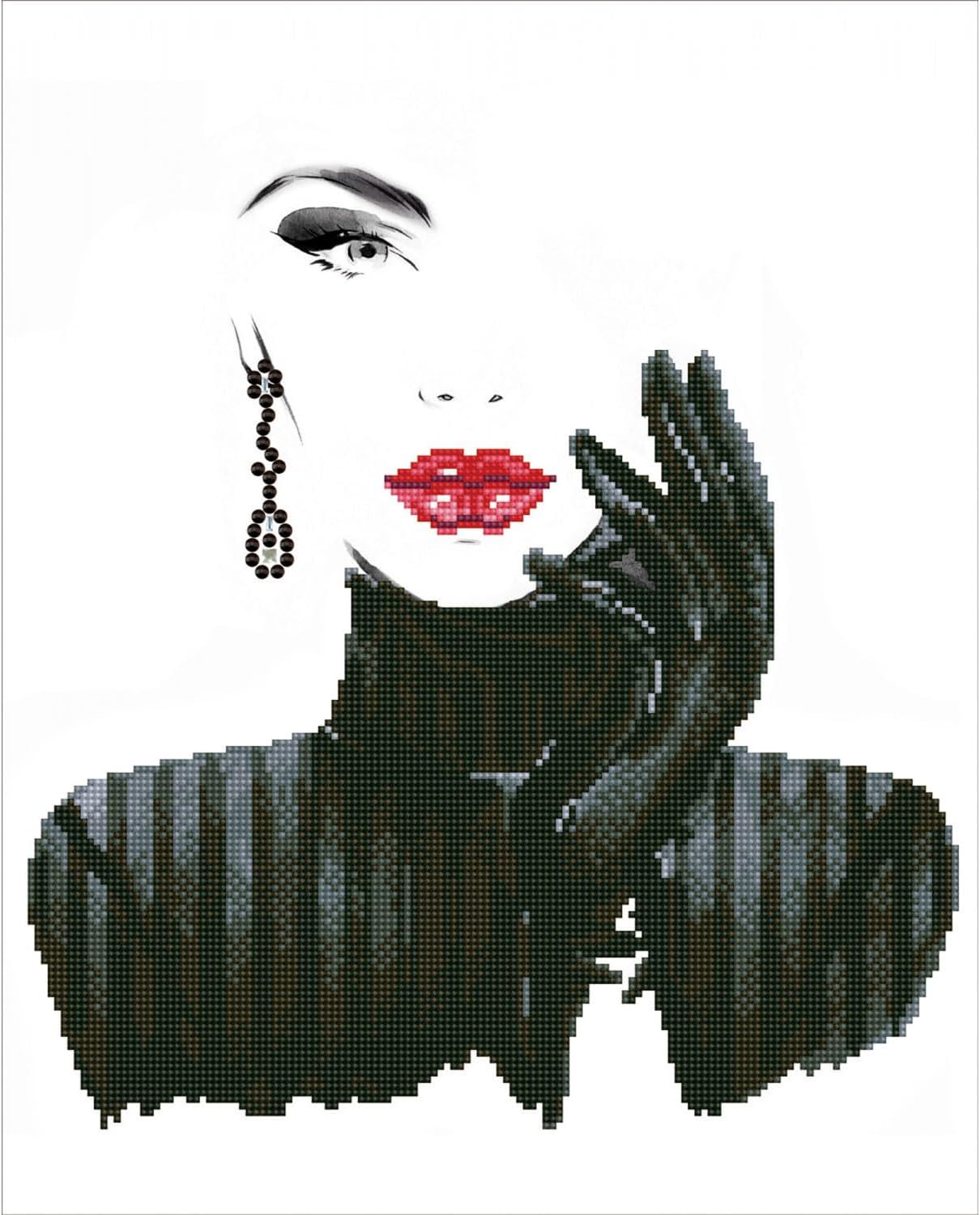 DIAMOND DOTZ Lady in Black Diamond Painting Kits for Adults - Diamond Art Kits a Relaxing Creative Craft Kit with Dotz Gems 20.5x16.5