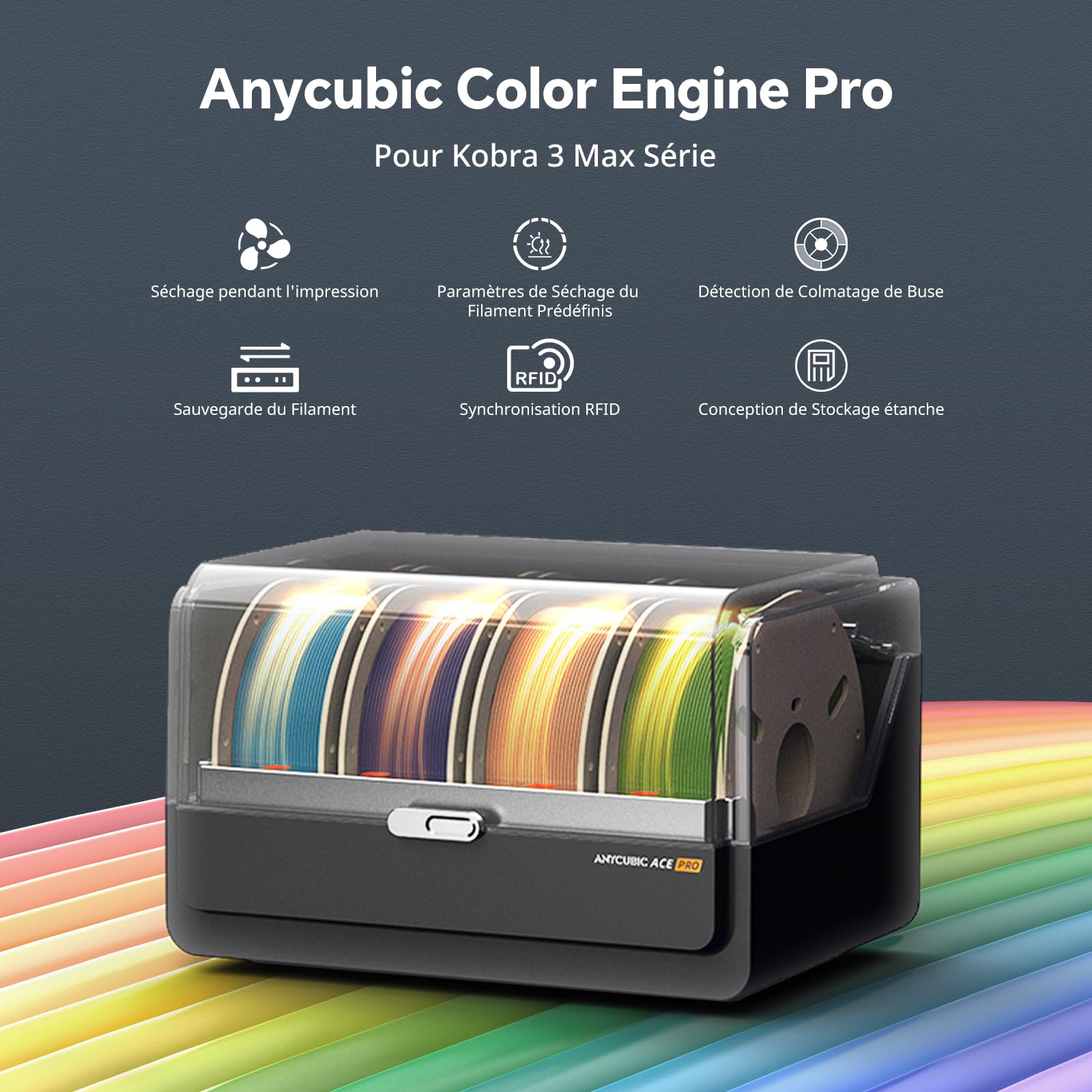 Anycubic Kobra 3 Max Imprimante 3D Intelligent ACE Pro, Impression Intelligente Multicolore, Impression 3D pour débutants