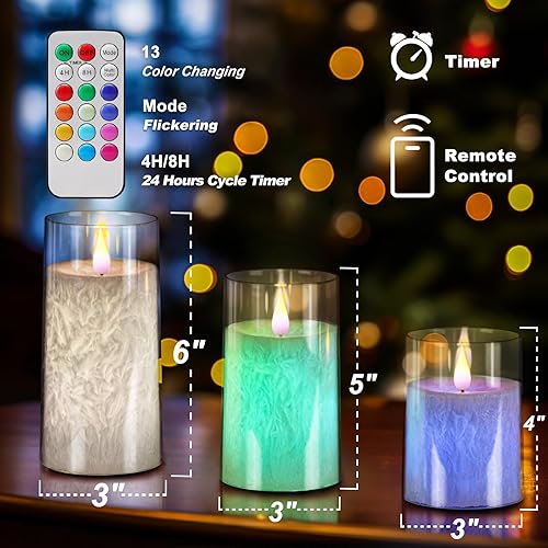Miniatura 6 de Amagic Velas sin llama que cambian de color velas LED de pilar velas eléctricas falsas con control remoto y temporizadores juego de 3