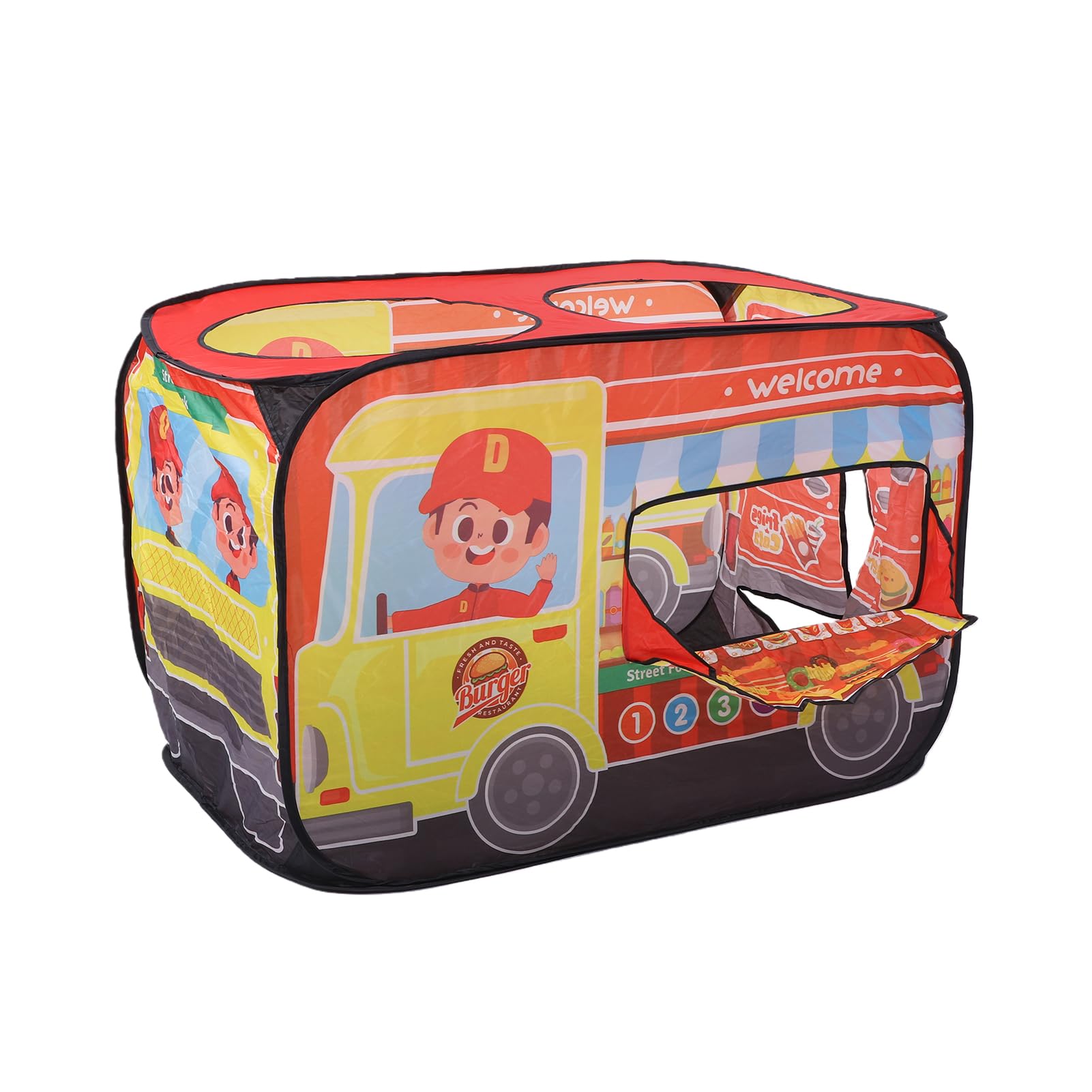 Keenso Kids Play Tent, Kids Playhouse, Pop-Up Tent Safe and Sturdy Easy Installation Pop Up Play For Boys Girls Baby (Burger Truck Red)