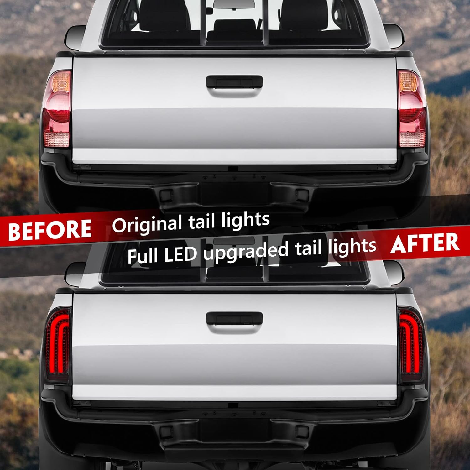 Huray Full LED Tail Lights for Toyota Tacoma 2005-2015, Taillight Assembly Lamp Rear Brake Light Turn Signal Lights (Smoked)