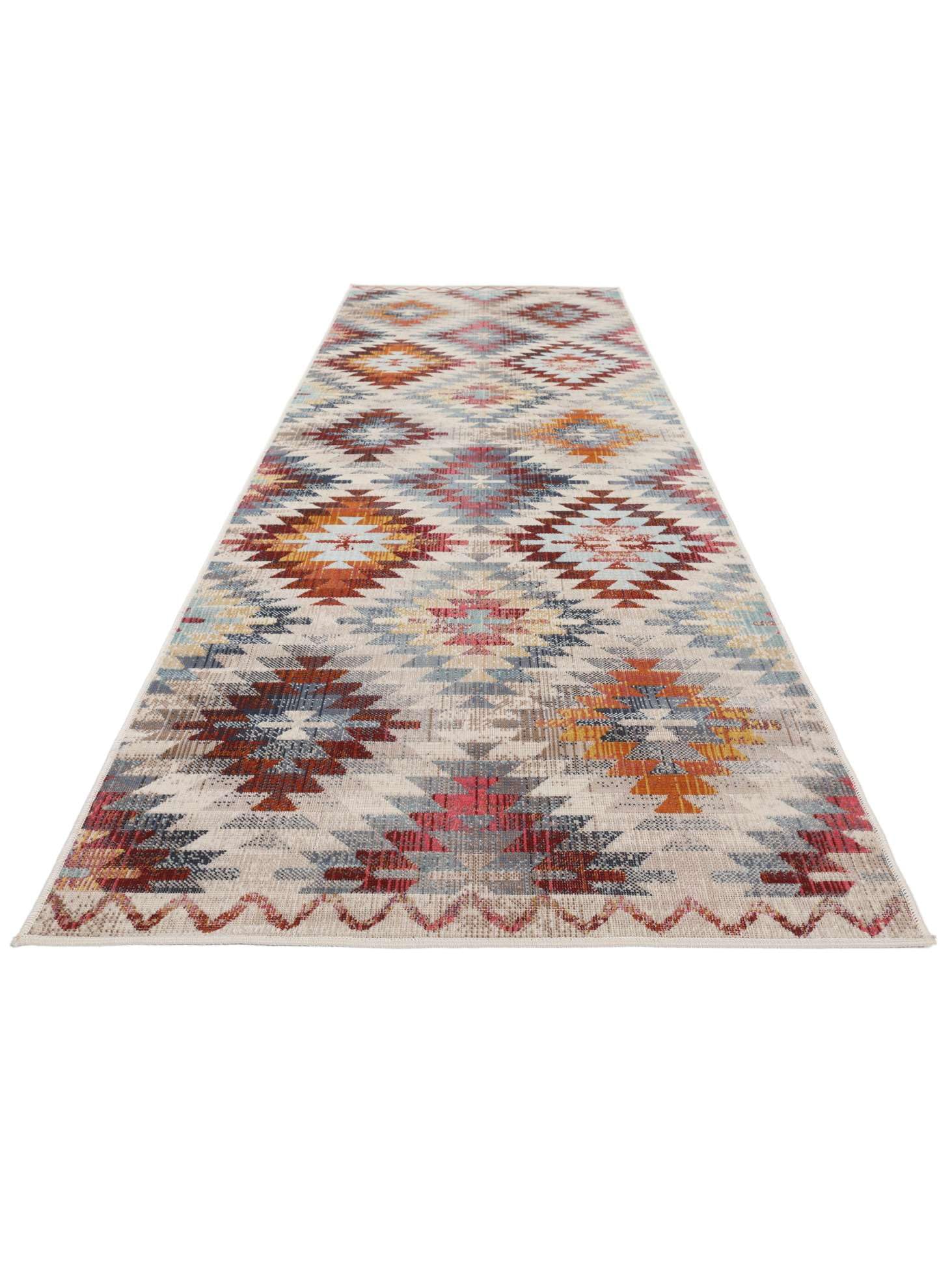 RugVista Kerala, Teppich, 80 x 250 cm, Rechteckig, Mittlerer Stapel, Wohnzimmer, Küche, Diele, Nur Handwäsche, Oeko_tex_100, Rot/Multi