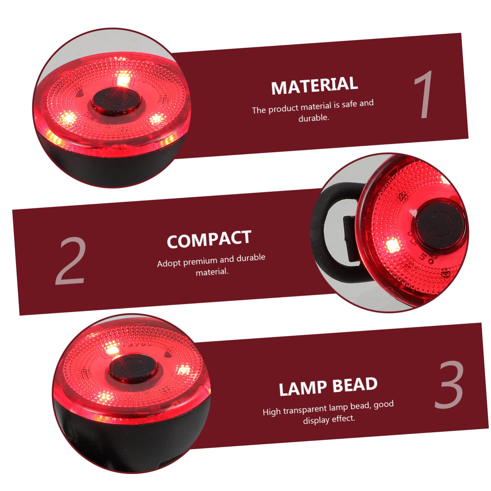 VICASKY 2sets Bike Rear Light Compact Bike Safety Warning Light for Outdoor Night Riding Accessory 2pcs*2