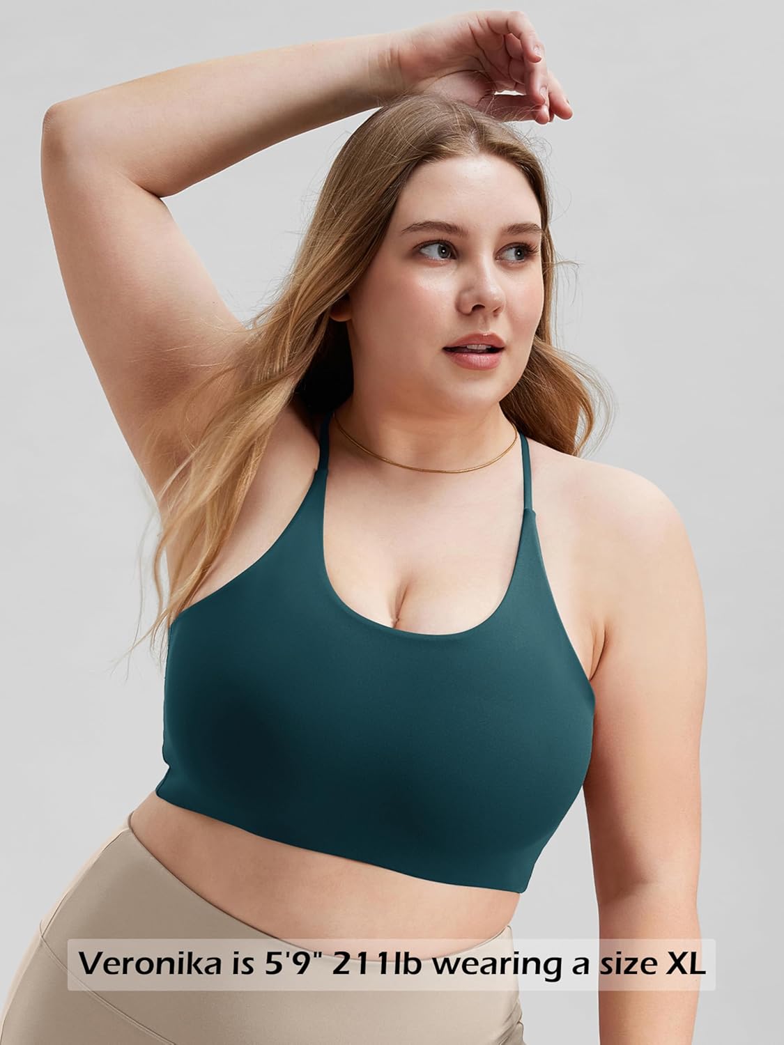 ODODOS Halter Sports Bra for Women Non Padded Strappy Cropped Tops Workout Yoga Crop - Image 5