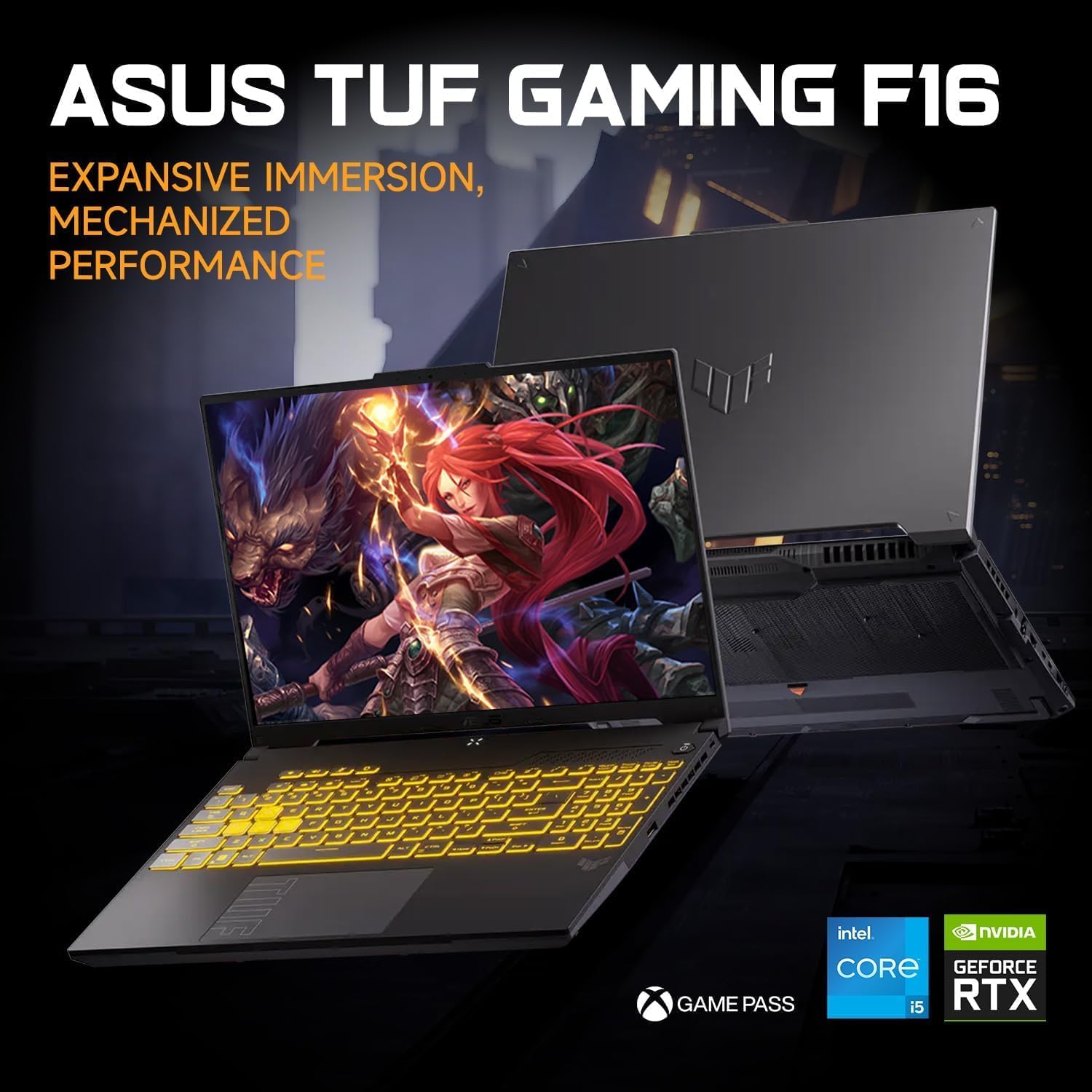 ASUS-TUF F16 Gaming-Laptop RTX 4050 - Intel Core 5 210H Beat AMD Ryzen 7 7435HS -16" FHD+ Display 144Hz- 32GB RAM -1TB PCIe SSD -RGB Backlit Keyboard -G-SYNC -Portatil Gamer PC -Windows 11 -HDMI Cable
