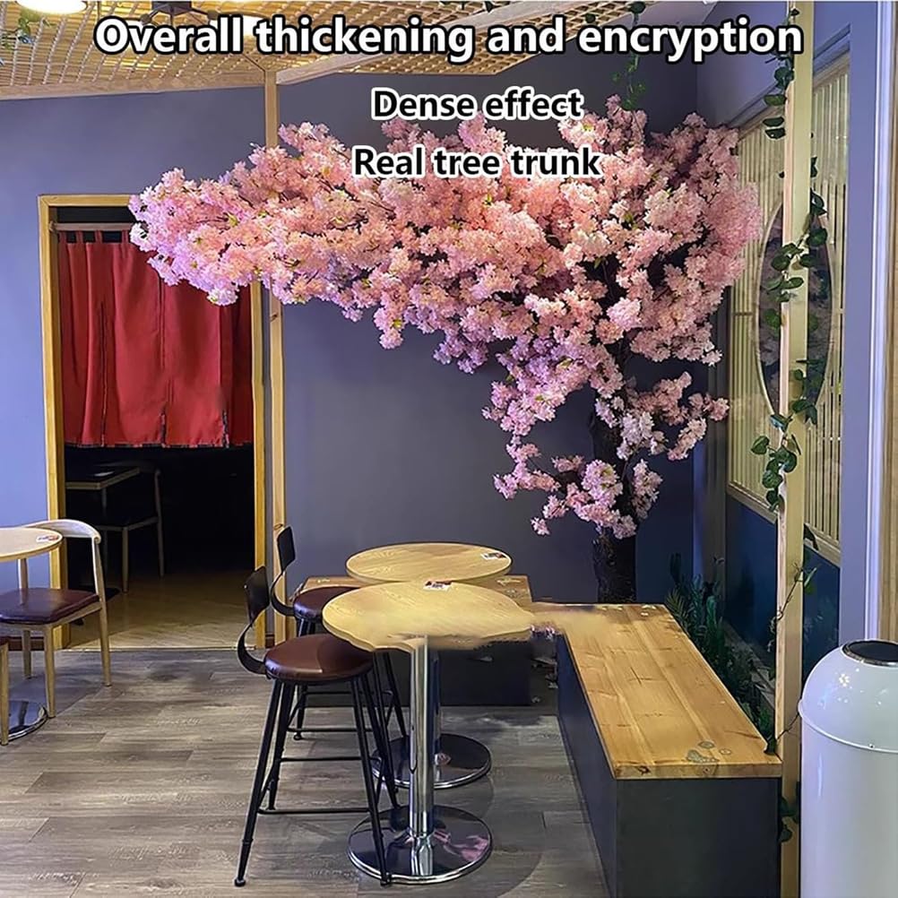 Großer künstlicher Kirschblütenbaum, 1,5 m, japanische rosa blühende Pflanze für Zuhause, Büro und Schlafzimmer, Dekoration, realistischer Look, für drinnen und draußen