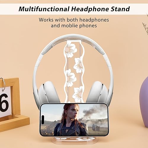 Miniatura 10 de CamyCosy - Soporte para auriculares para videojuegos, para escritorio, diseño de mariposas coloridas y transparentes, soporte para teléfono celular,