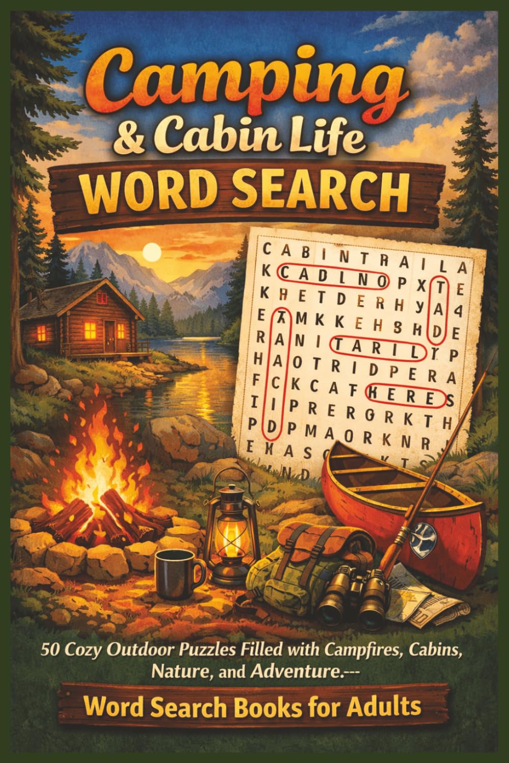 Camping & Cabin Life Word Search: 50 Cozy Outdoor Puzzles Filled with Campfires, Cabins, Nature, and Adventure — Word Search Books for Adults (Word search books collection)
