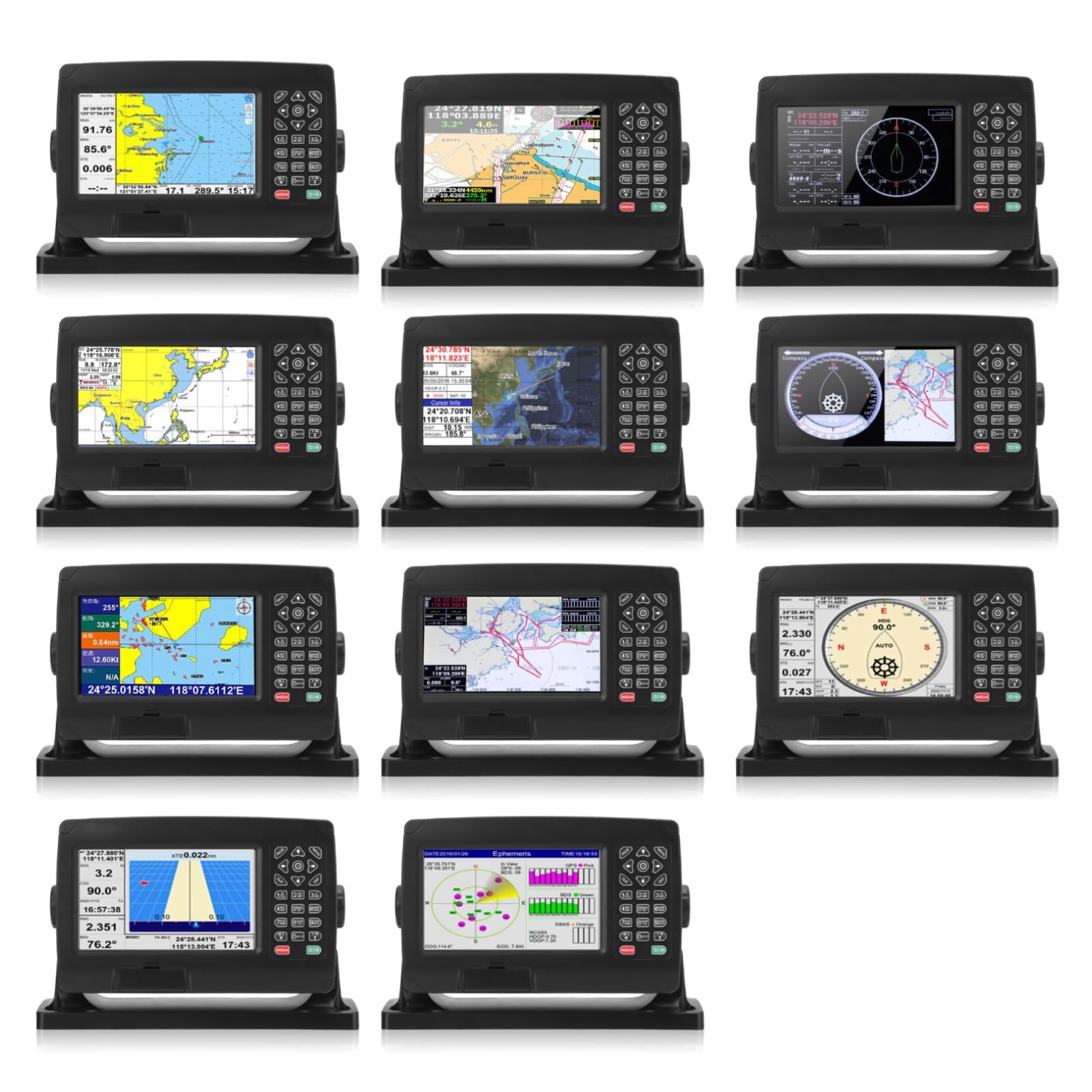 Plotter Cartografico GPS Navigatore GPS Marino Plotter di Navigazione per Barche 7 Pollici TFT LCD a Colori GNSS Posizionamento a Doppia modalità a Doppia Mappa IPX6 con